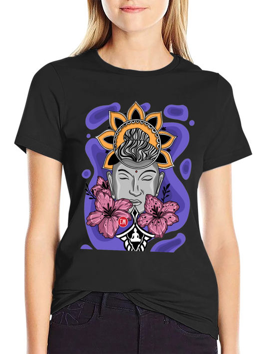 Meditative Buddha Graphic T-Shirt - Black
