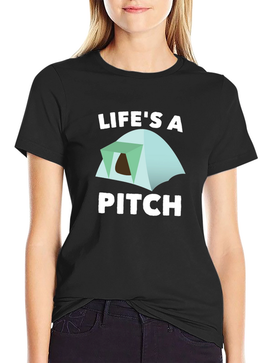 Lifes a Pitch Camping T-Shirt - Black