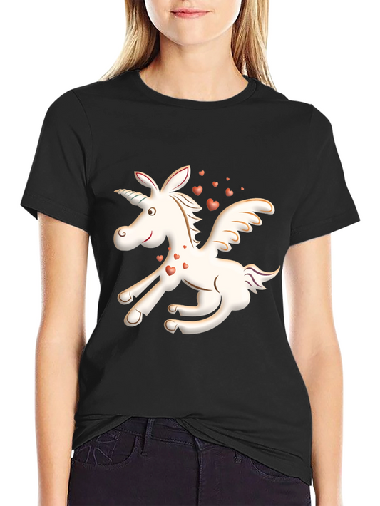 Unicorn Heart Wings Graphic Tee - Black