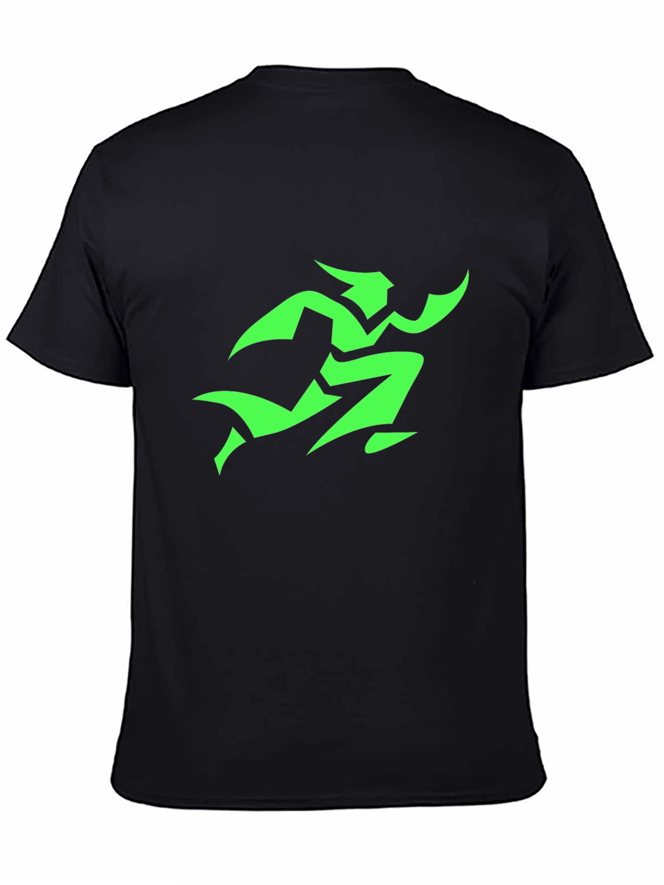 Mens Black T-Shirt with Green Runner Graphic