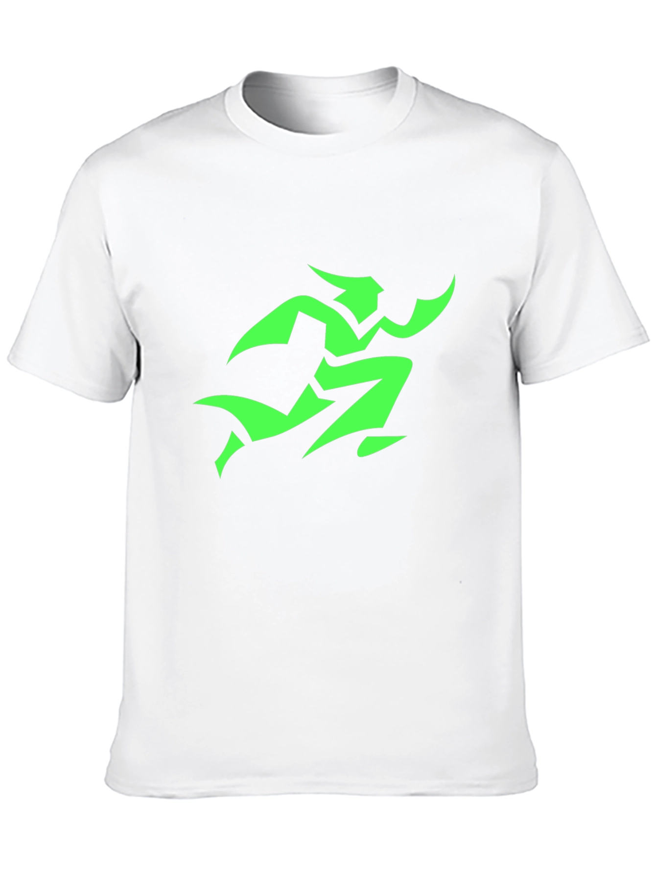 Mens Black T-Shirt with Green Runner Graphic