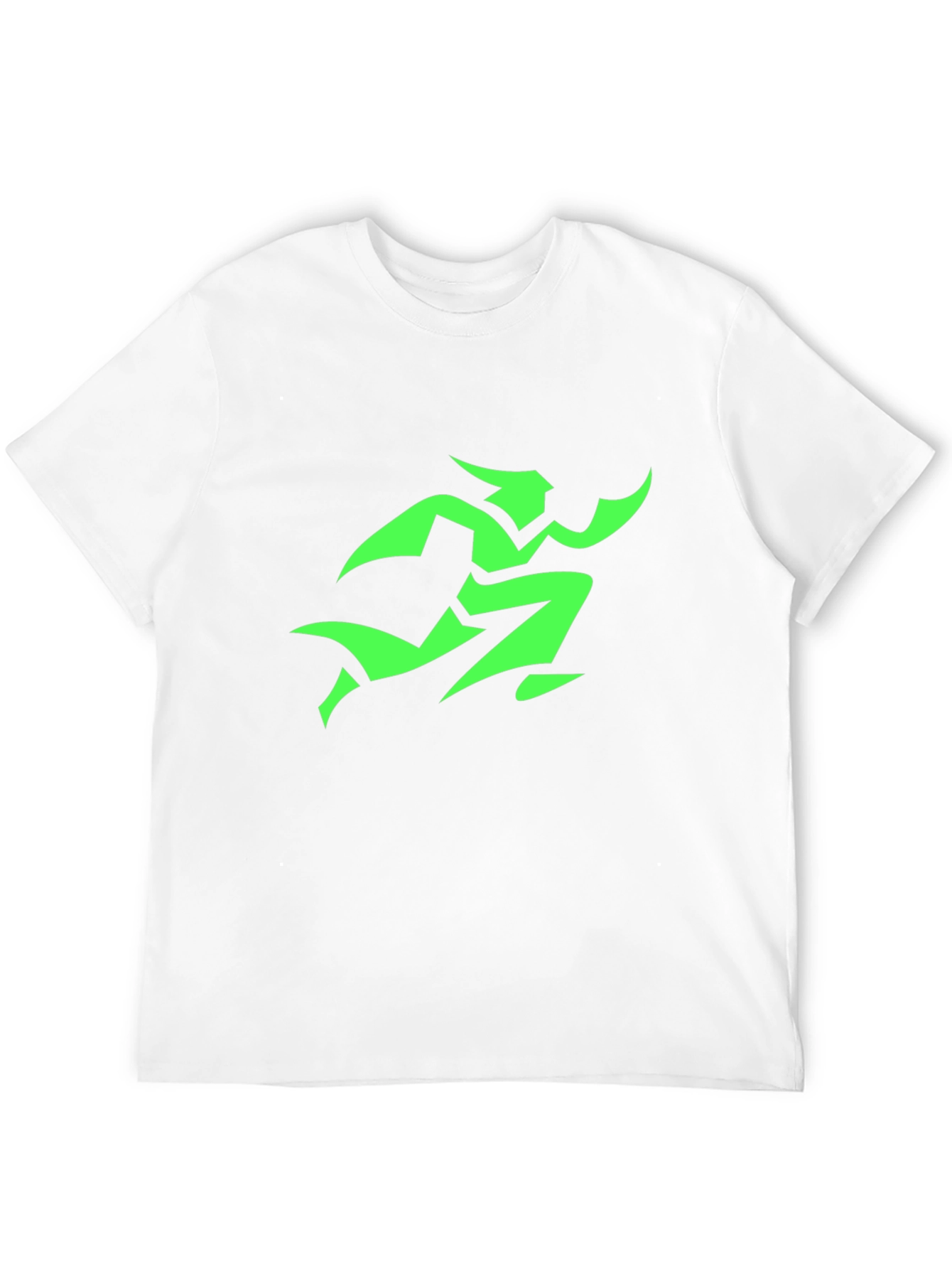 Mens Black T-Shirt with Green Runner Graphic