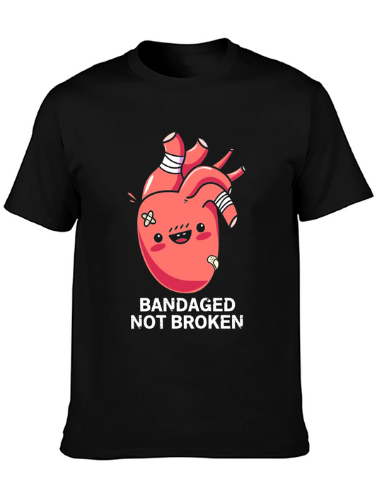 Bandaged Heart Graphic Tee - Not Broken T-Shirt
