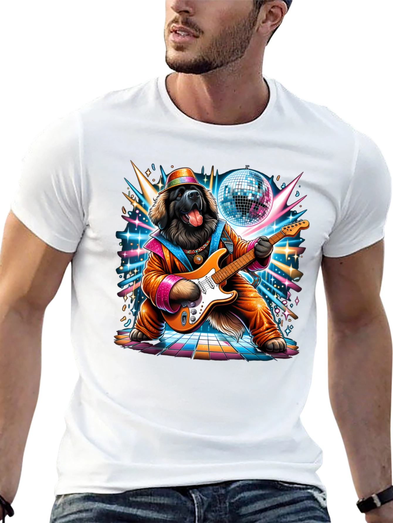 Dog Disco Guitarist Graphic Tee