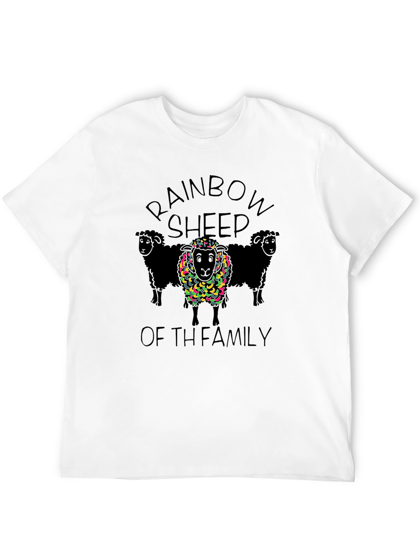 Rainbow Sheep Family Black Tee