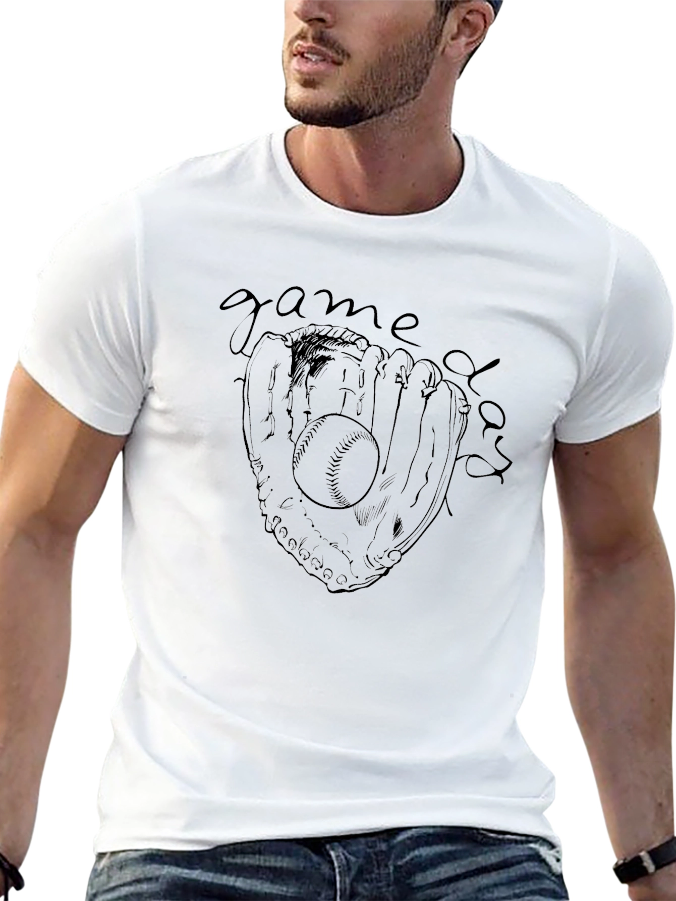 Baseball Game Day Graphic T-Shirt - Black