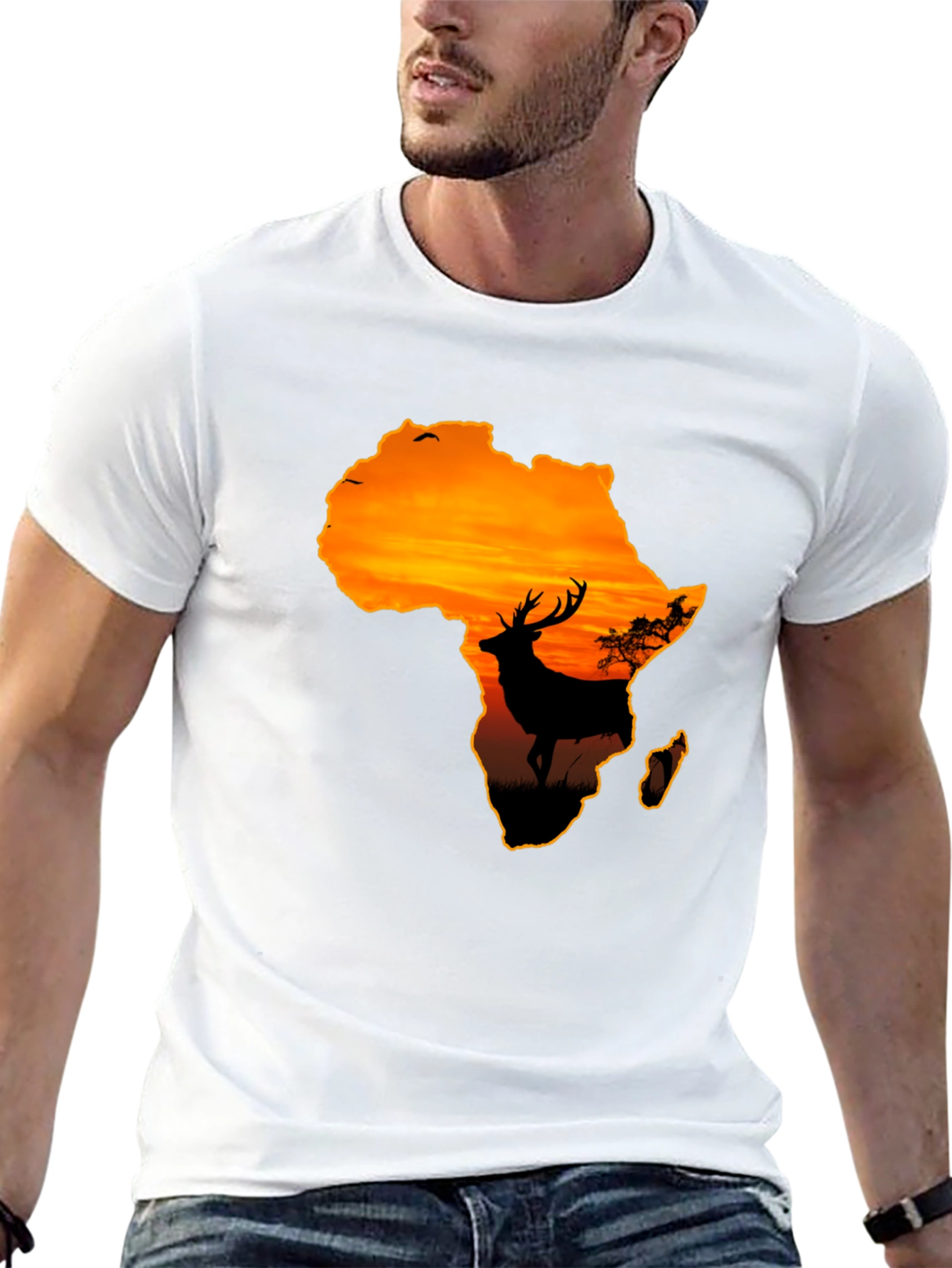 Africa Sunset Deer Graphic T-Shirt - Wildlife Tee
