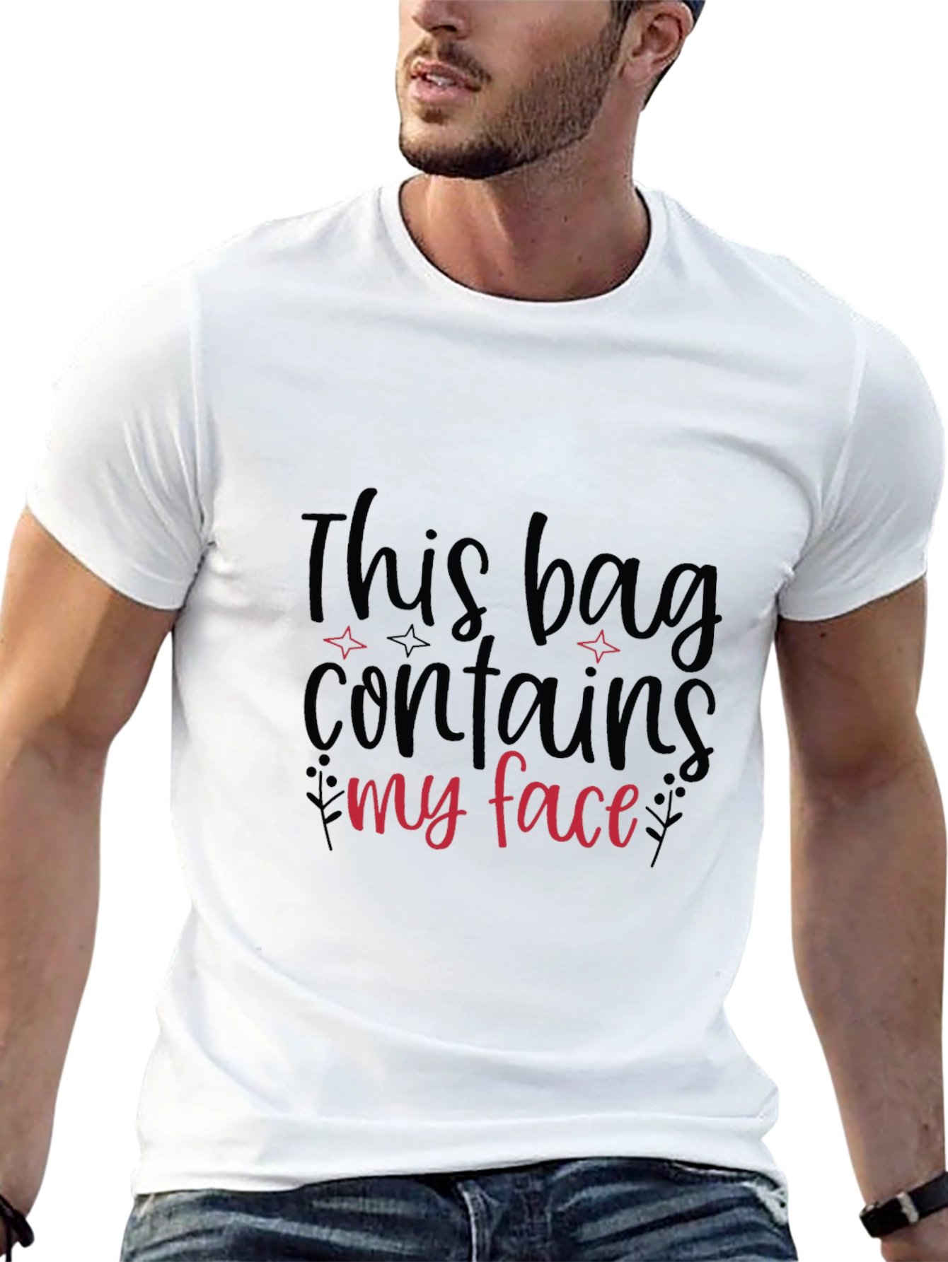 Funny Graphic T-Shirt - This Bag Contains My Face