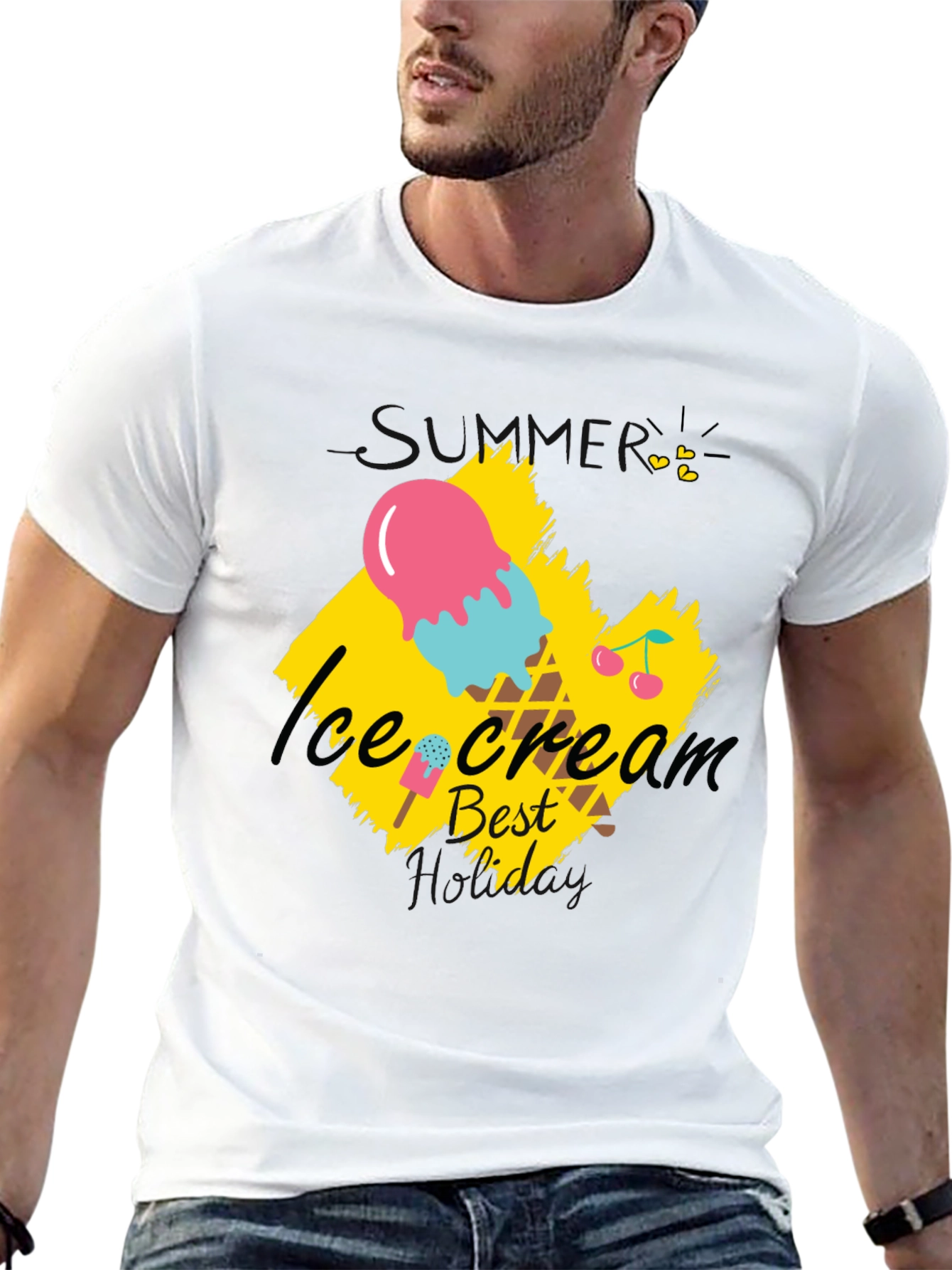 Ice Cream Best Dad Black T-Shirt