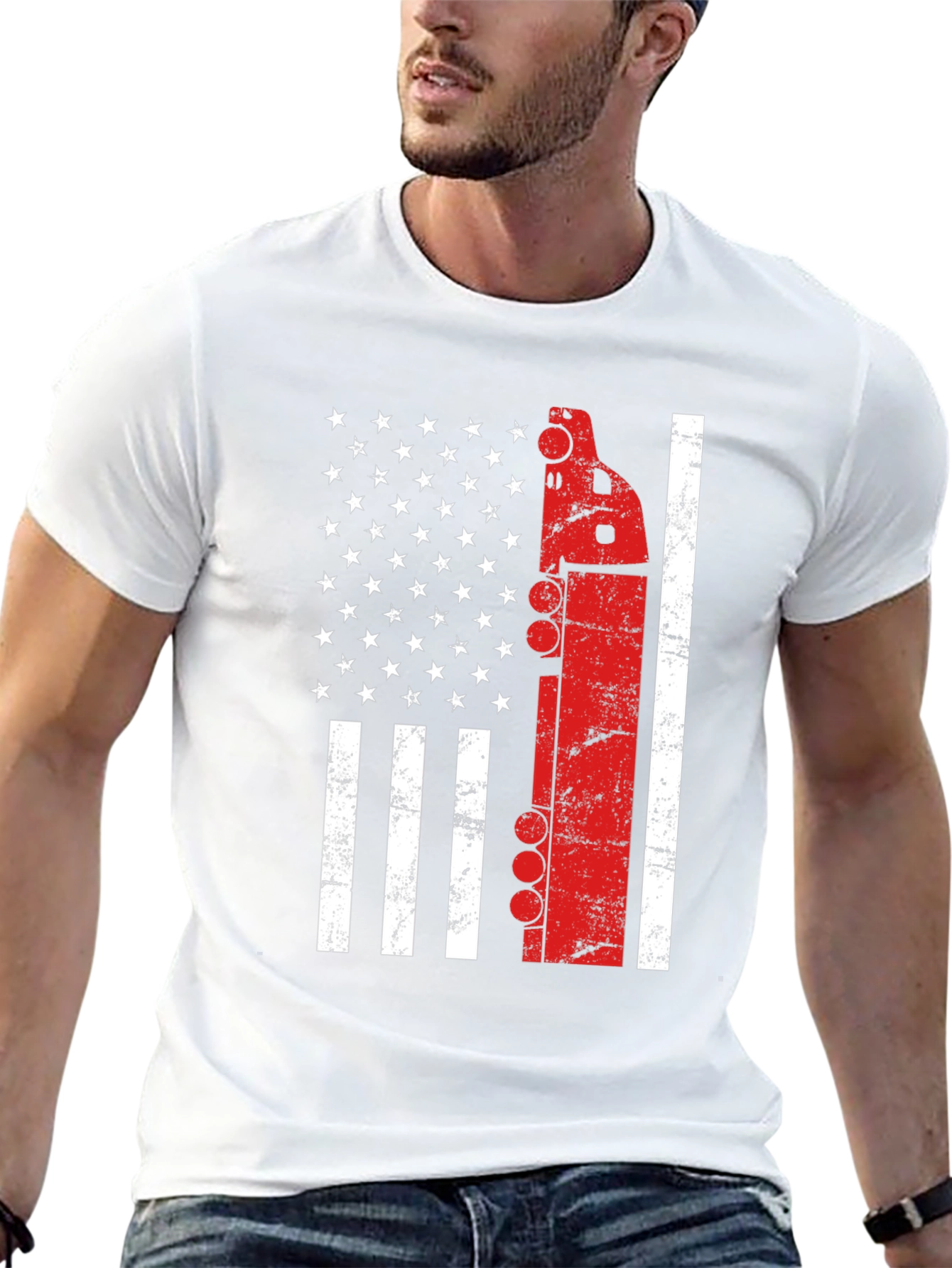 Trucker American Flag Graphic Tee - Patriotic Driver T-Shirt