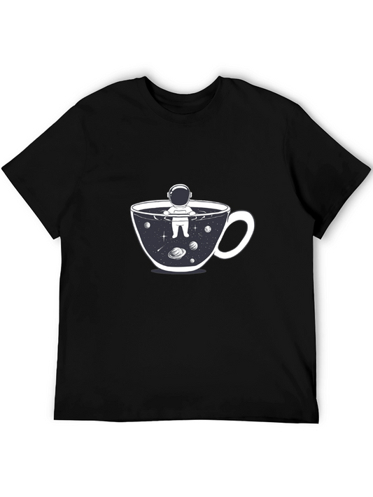 Astronaut Coffee Cup T-Shirt - Space Lover Tee