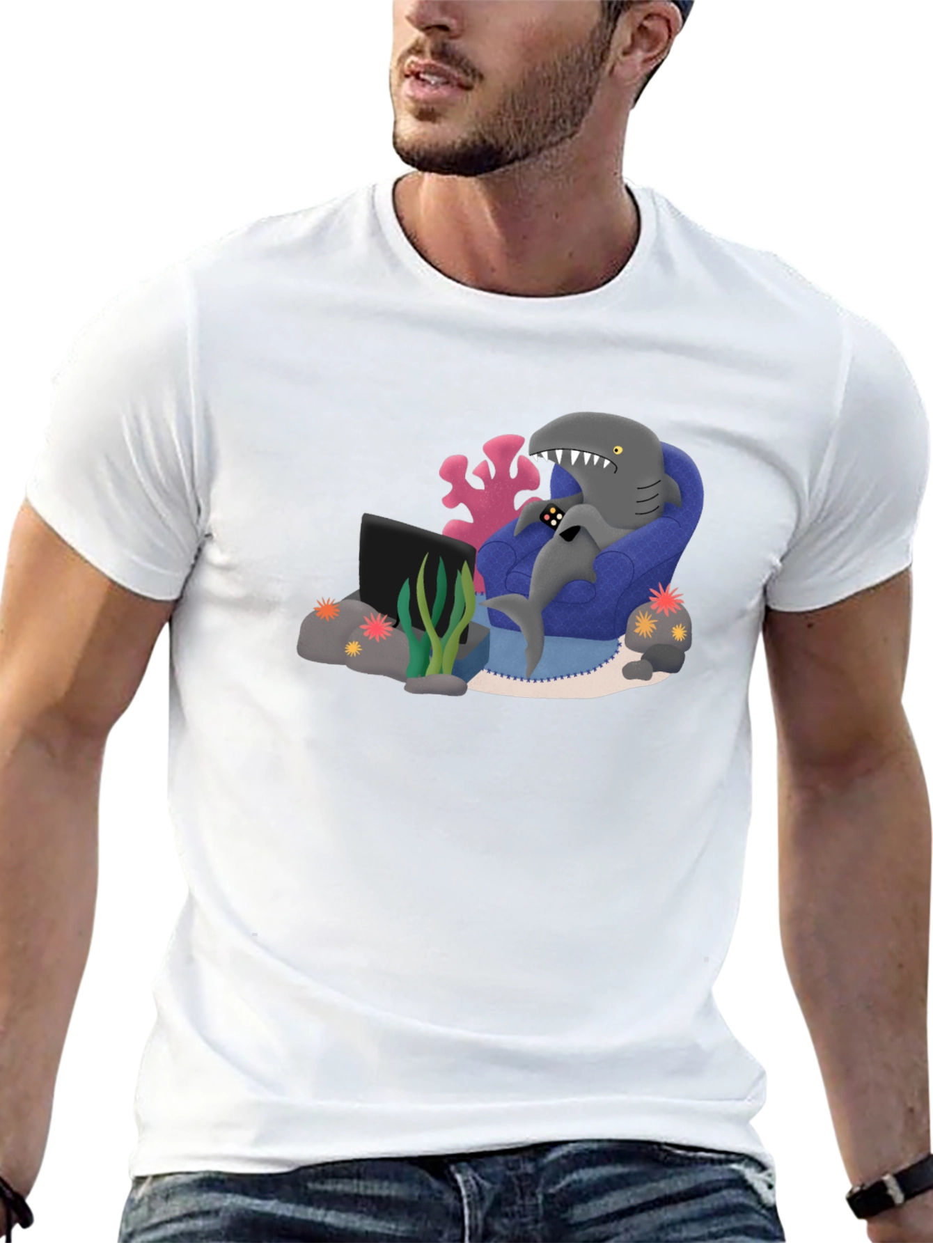 Gamer Shark Graphic Tee - Comfy and Fun!