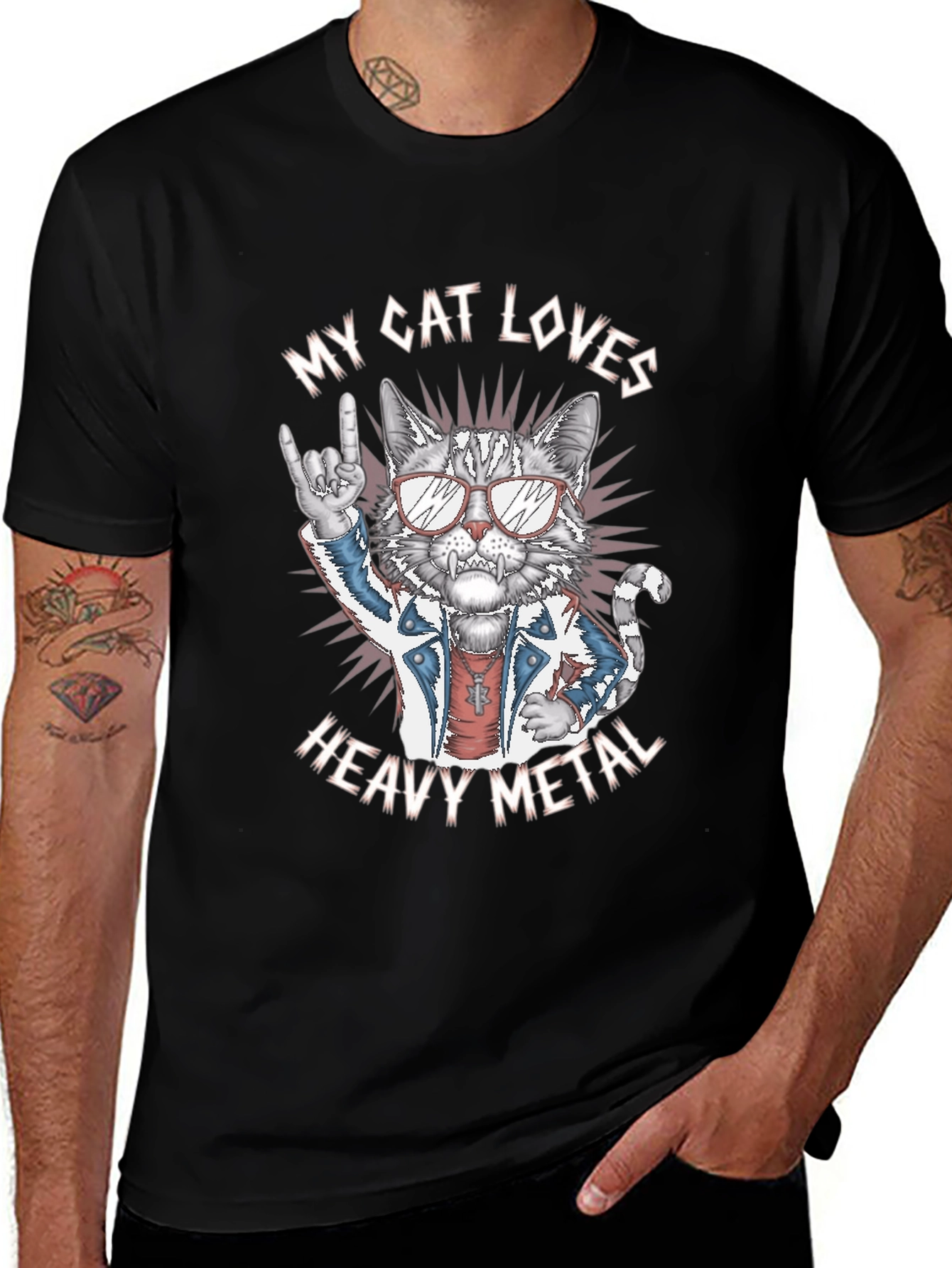 My Cat Loves Heavy Metal Graphic Tee