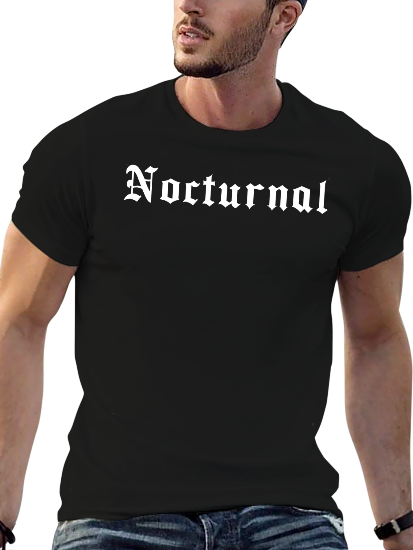 Nocturnal Graphic Tee - Black Gothic Style