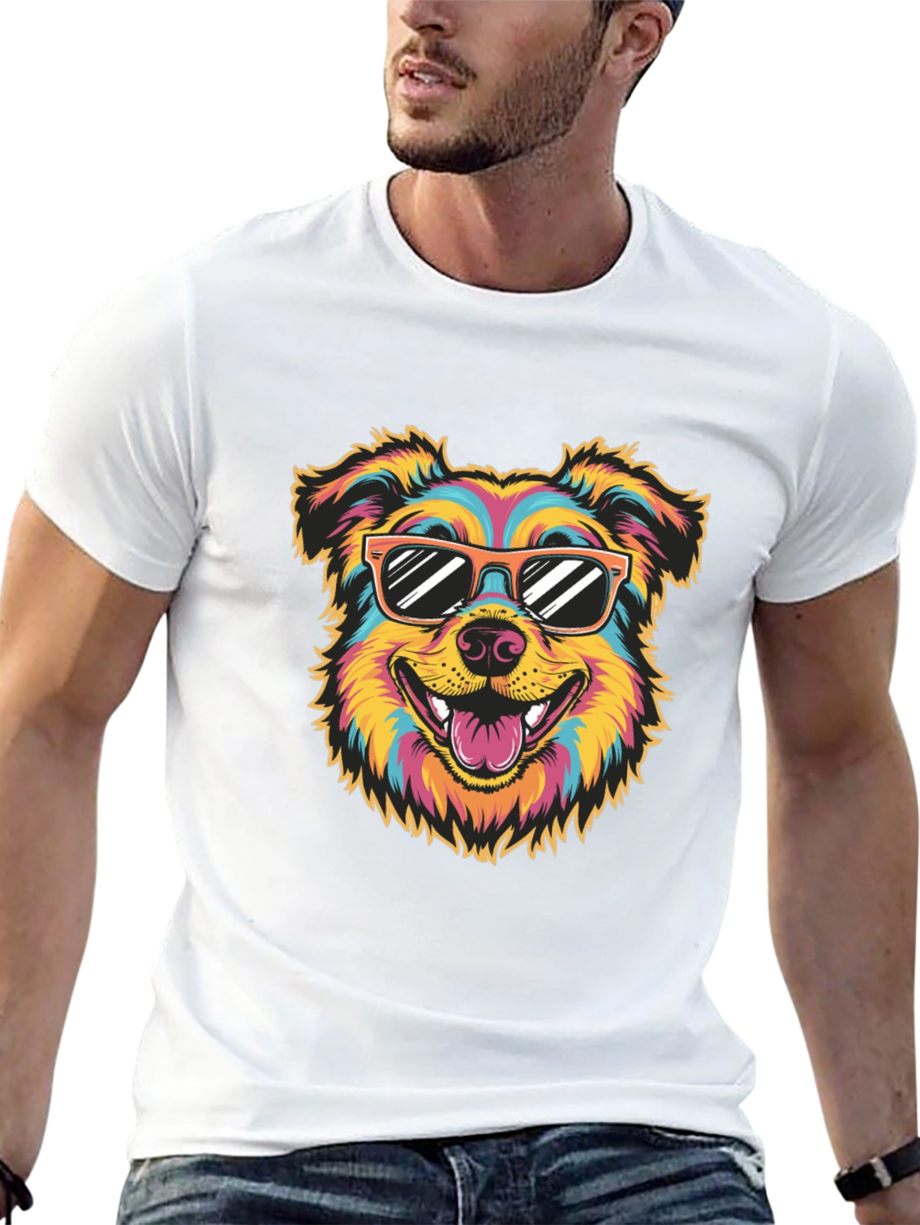 Cool Dog Graphic Tee - Black Cotton T-Shirt