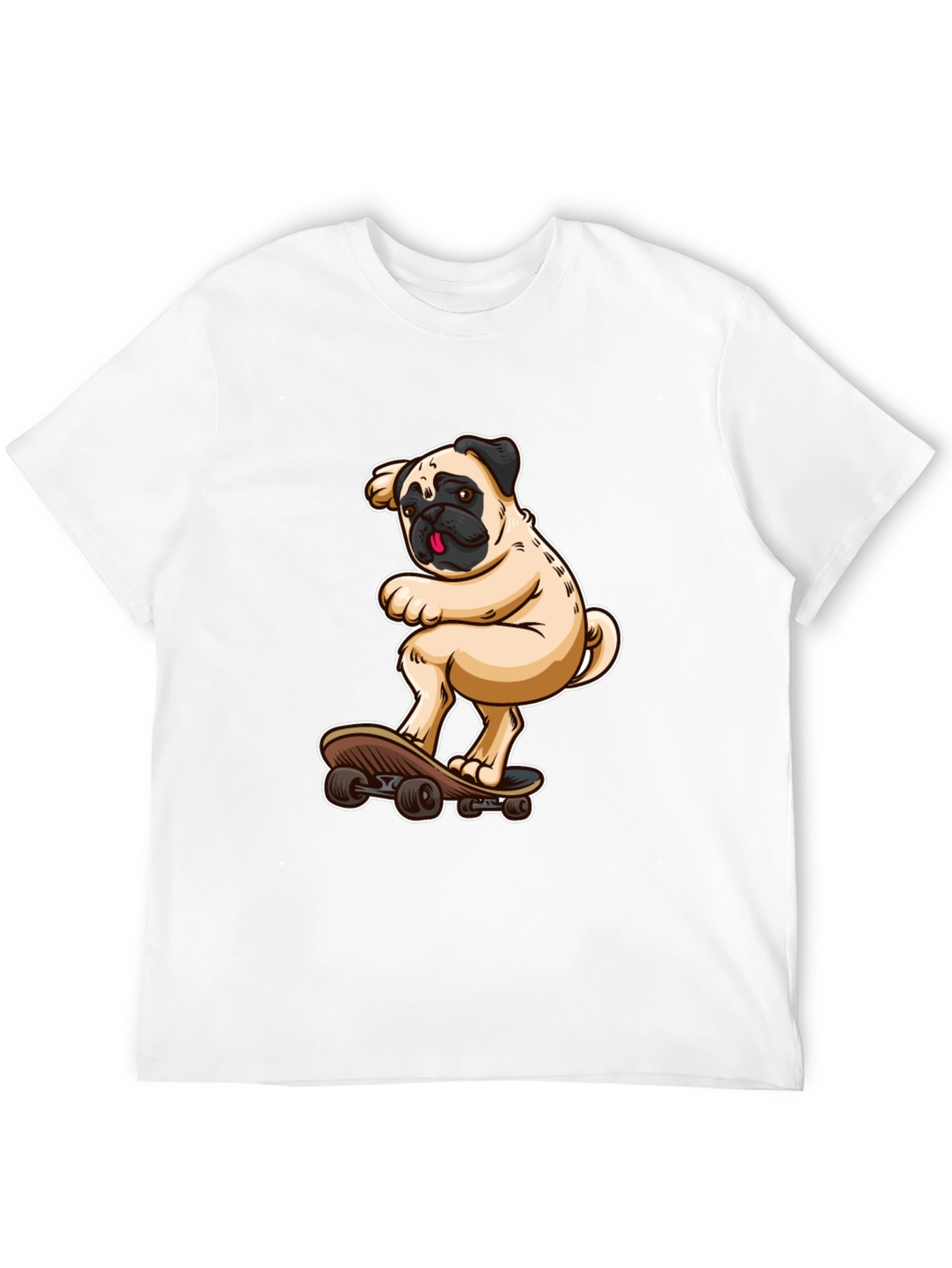 Pug on Skateboard Graphic Tee