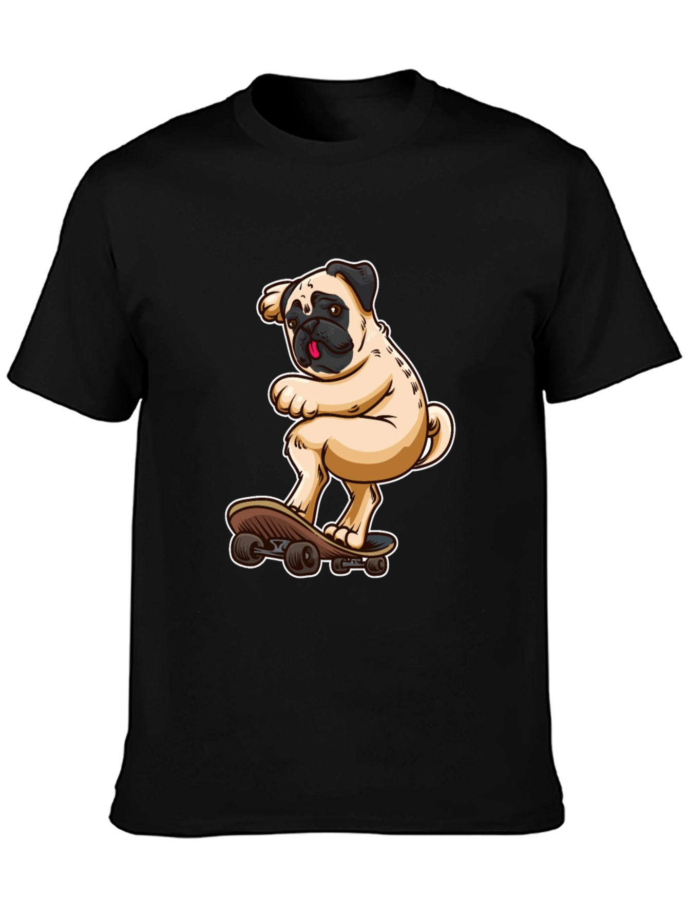 Pug on Skateboard Graphic Tee