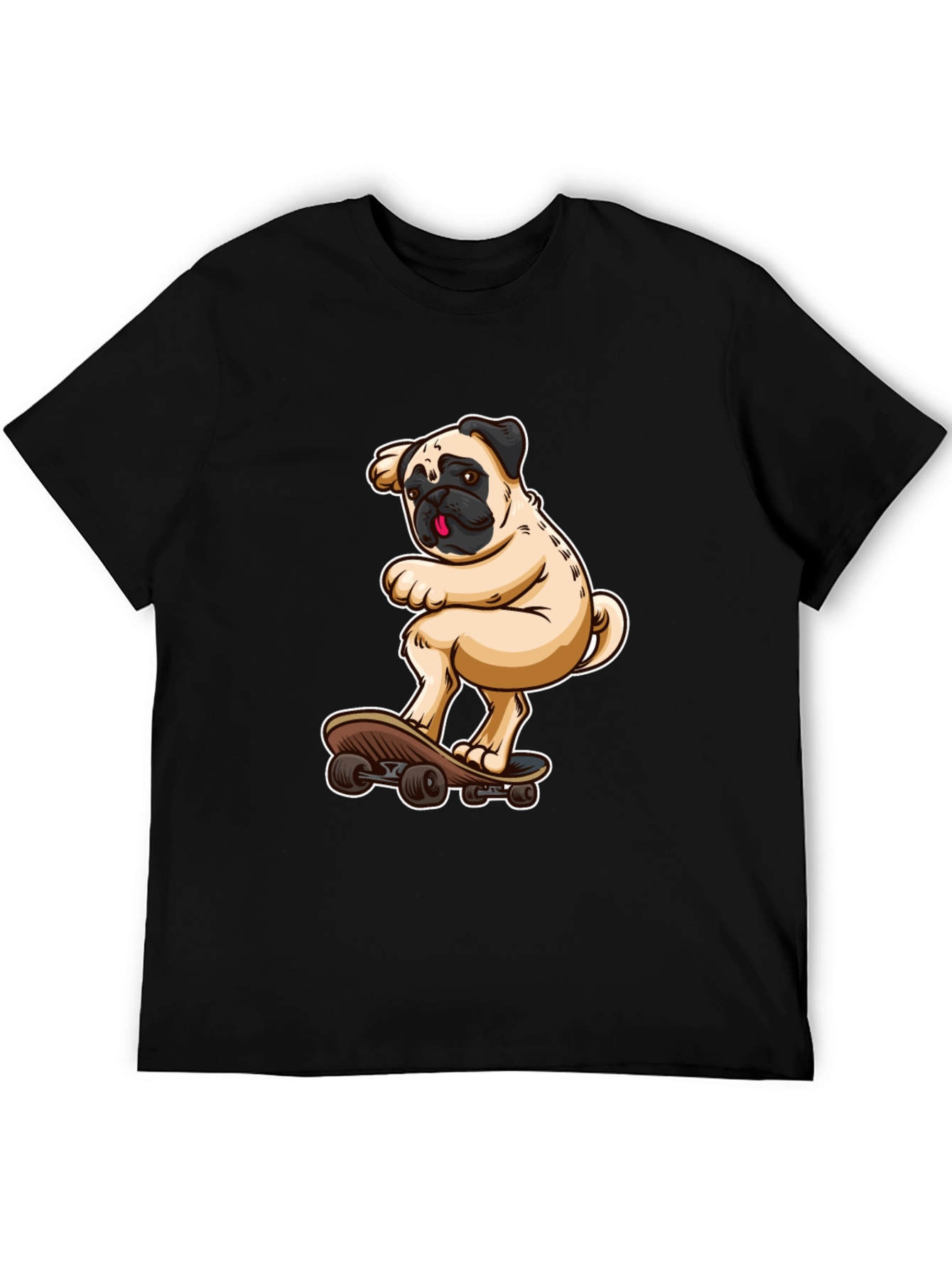 Pug on Skateboard Graphic Tee