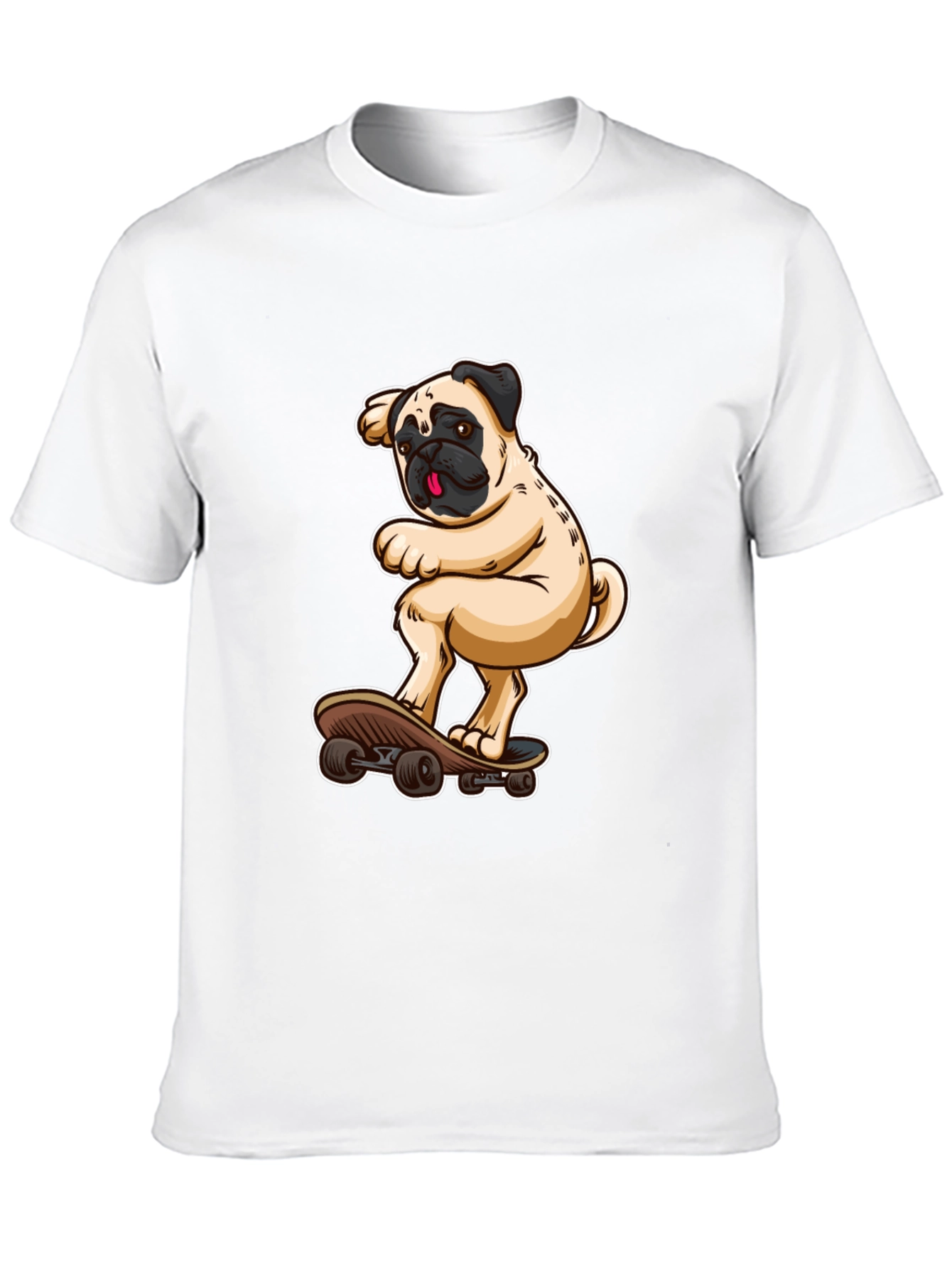 Pug on Skateboard Graphic Tee