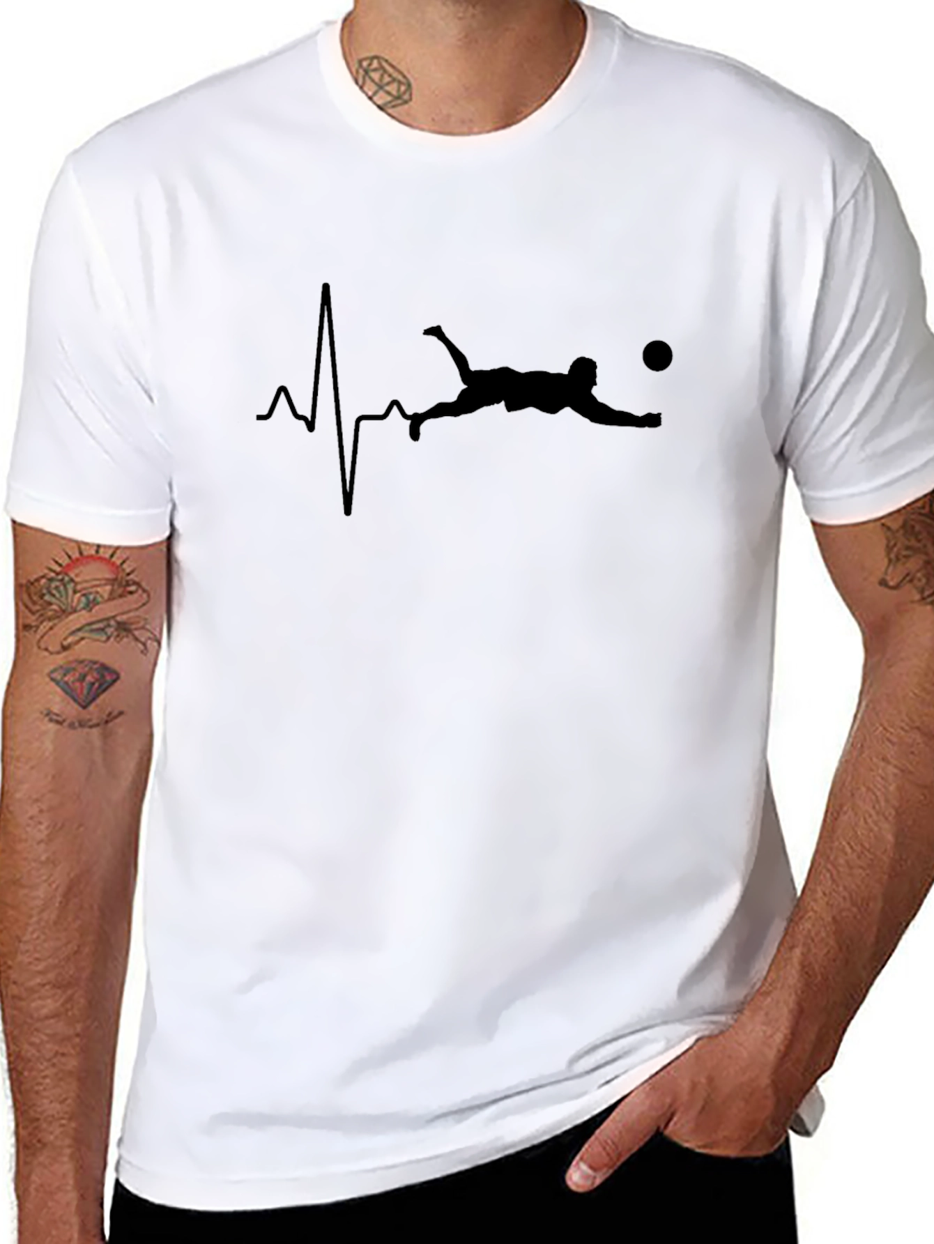 Soccer Heartbeat Graphic Tee - Black Cotton T-Shirt