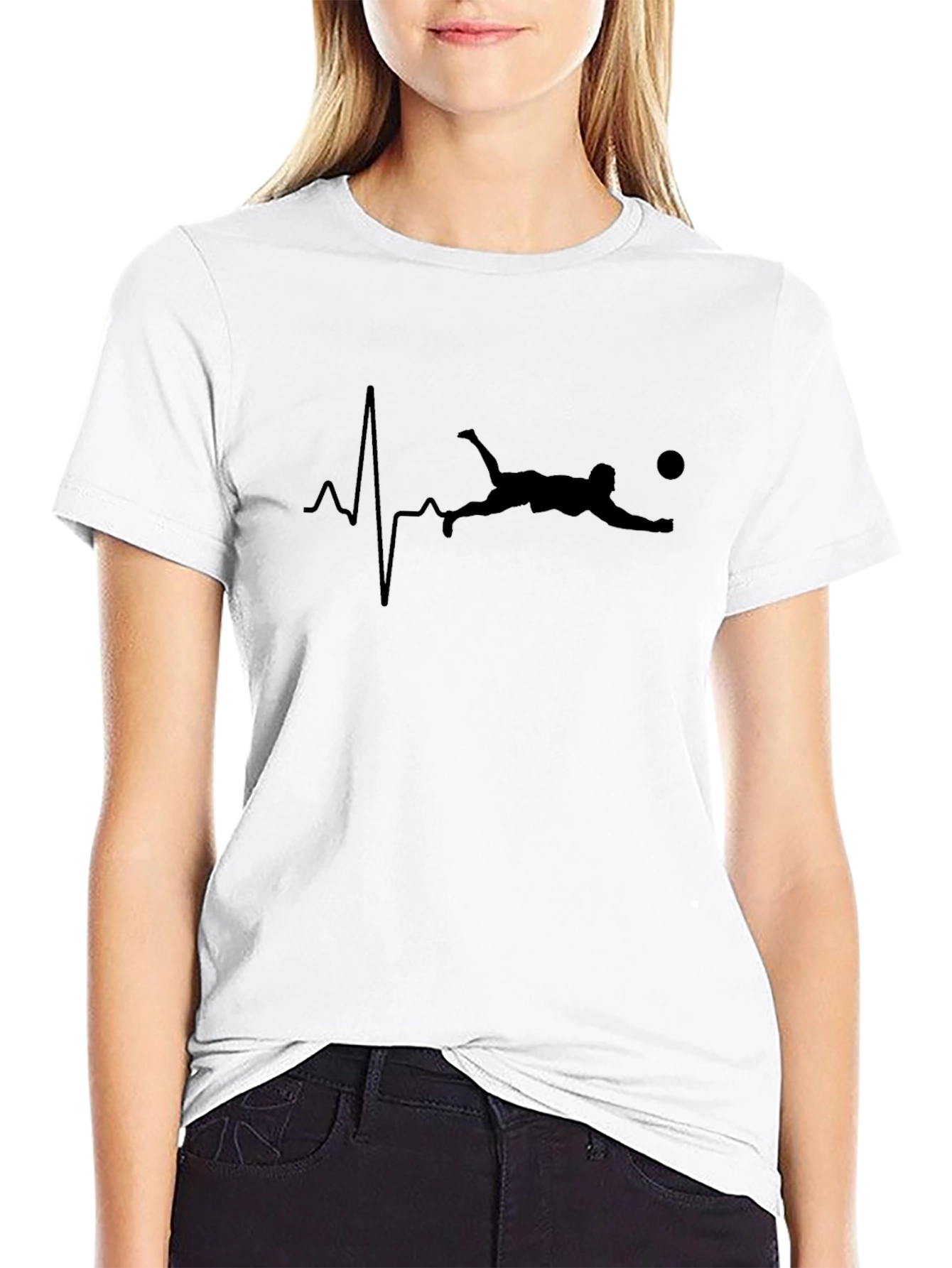 Soccer Heartbeat Graphic Tee - Black Cotton T-Shirt