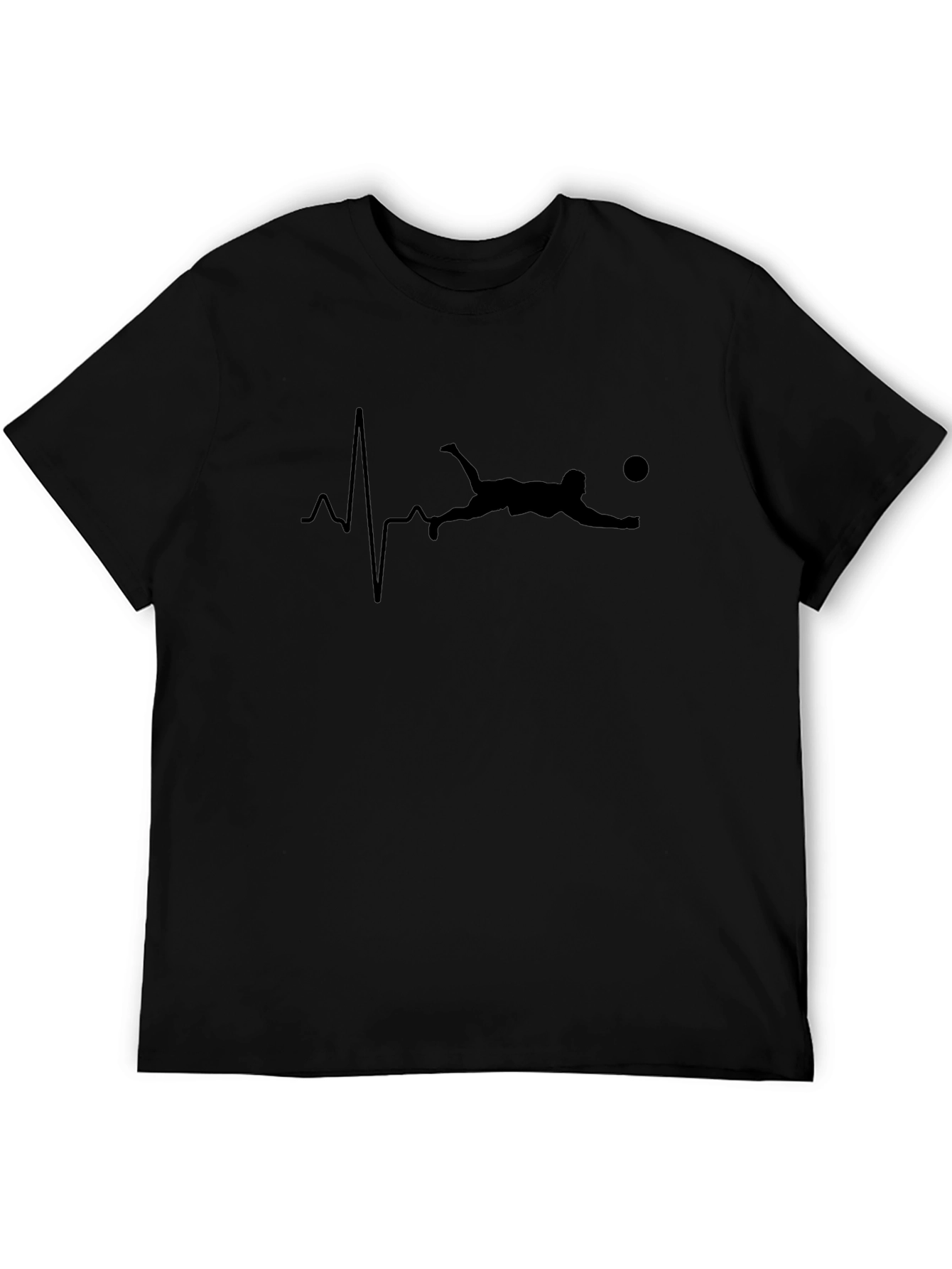Soccer Heartbeat Graphic Tee - Black Cotton T-Shirt