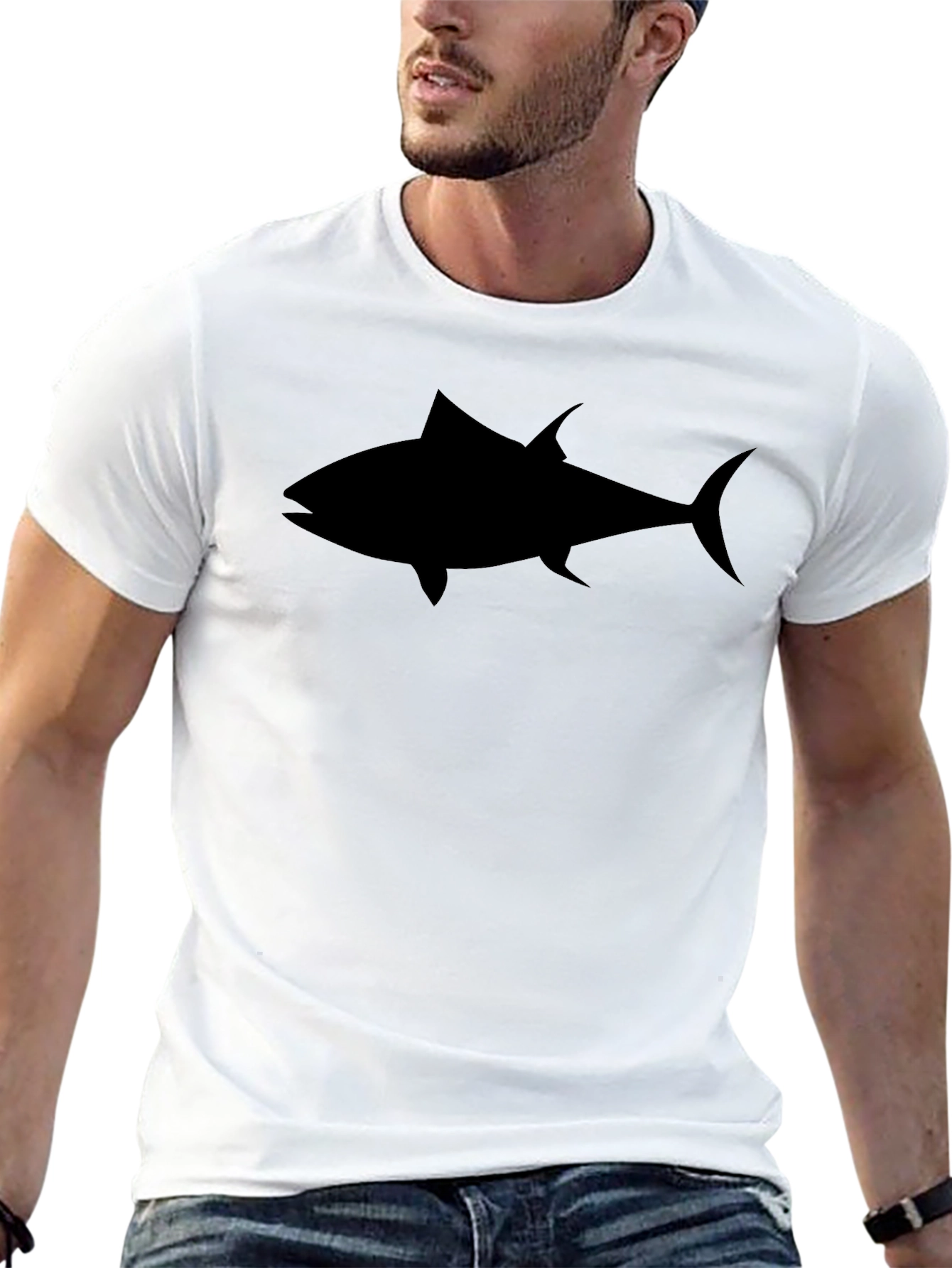 Mens Black Tuna Graphic Tee - Casual Style