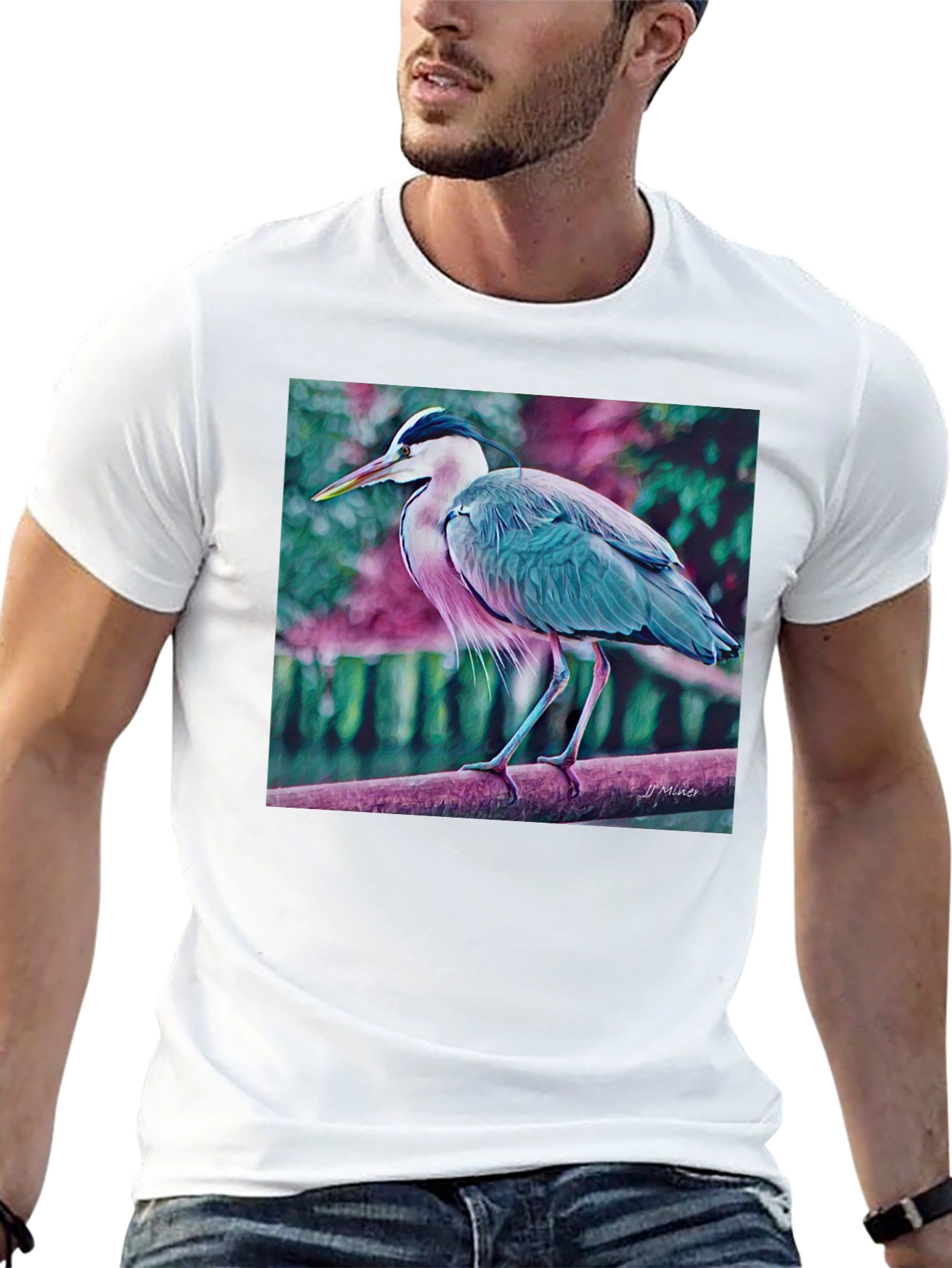 Heron Graphic T-Shirt - Nature Inspired Tee