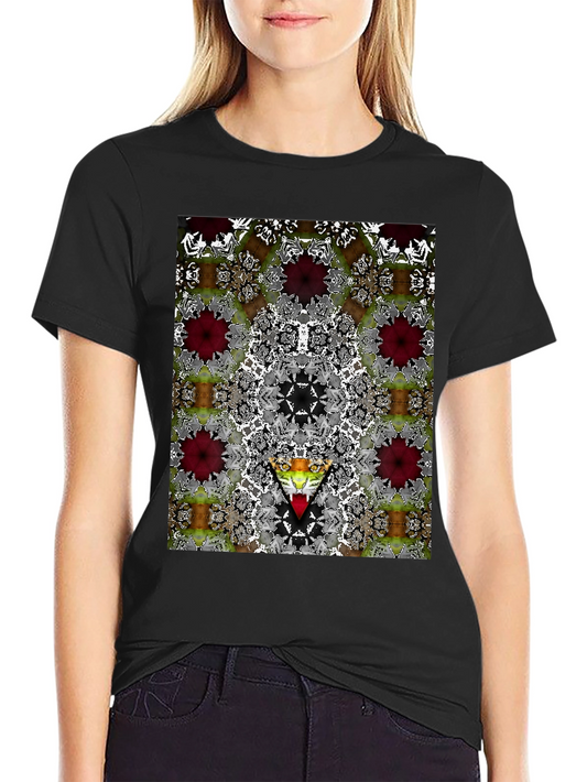Kaleidoscopic Graphic Print Black Tee