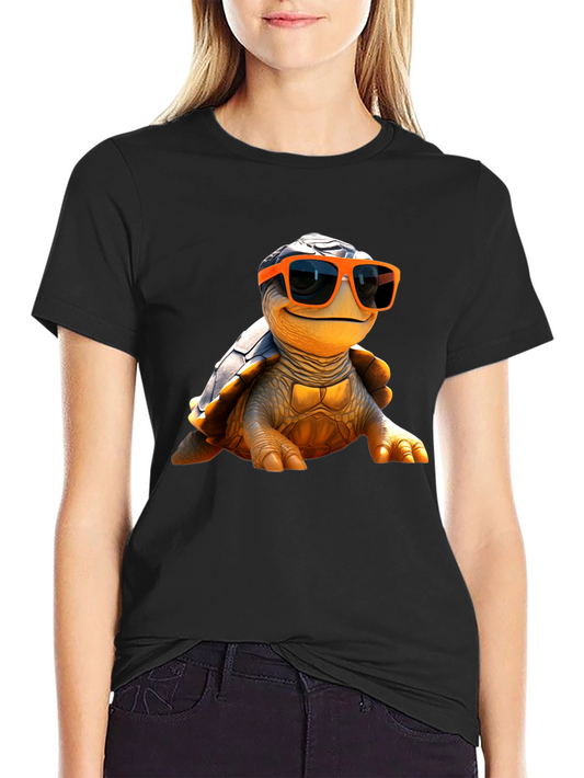 Cool Turtle Graphic Tee - Black Cotton T-Shirt