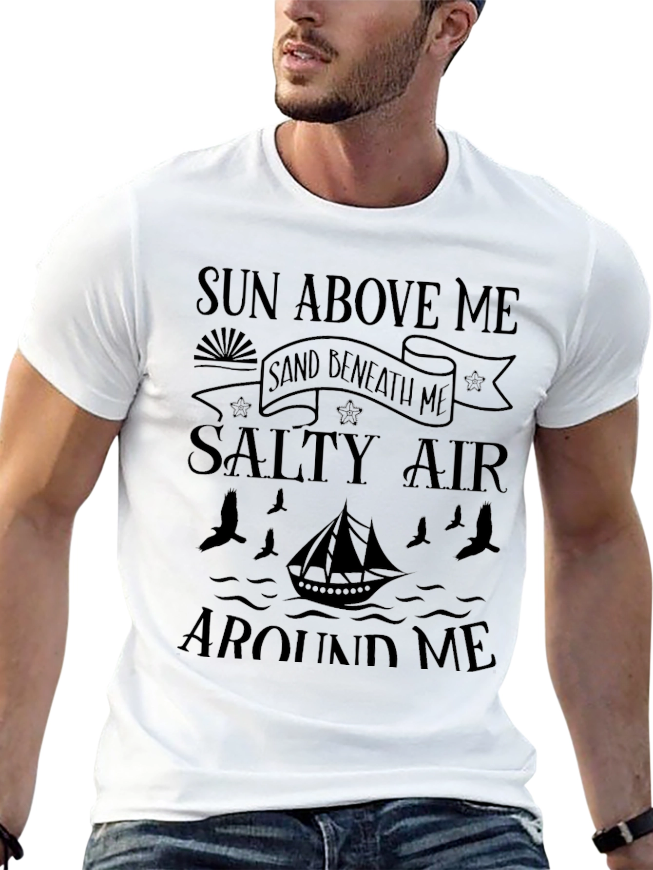 Sun Sand Salty Air Black Graphic T-Shirt