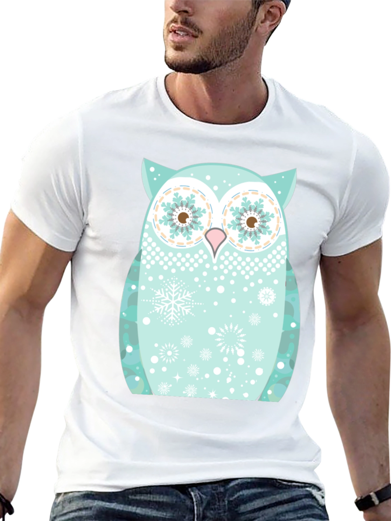 Festive Owl Graphic Tee - Black