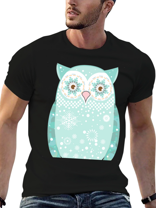 Festive Owl Graphic Tee - Black