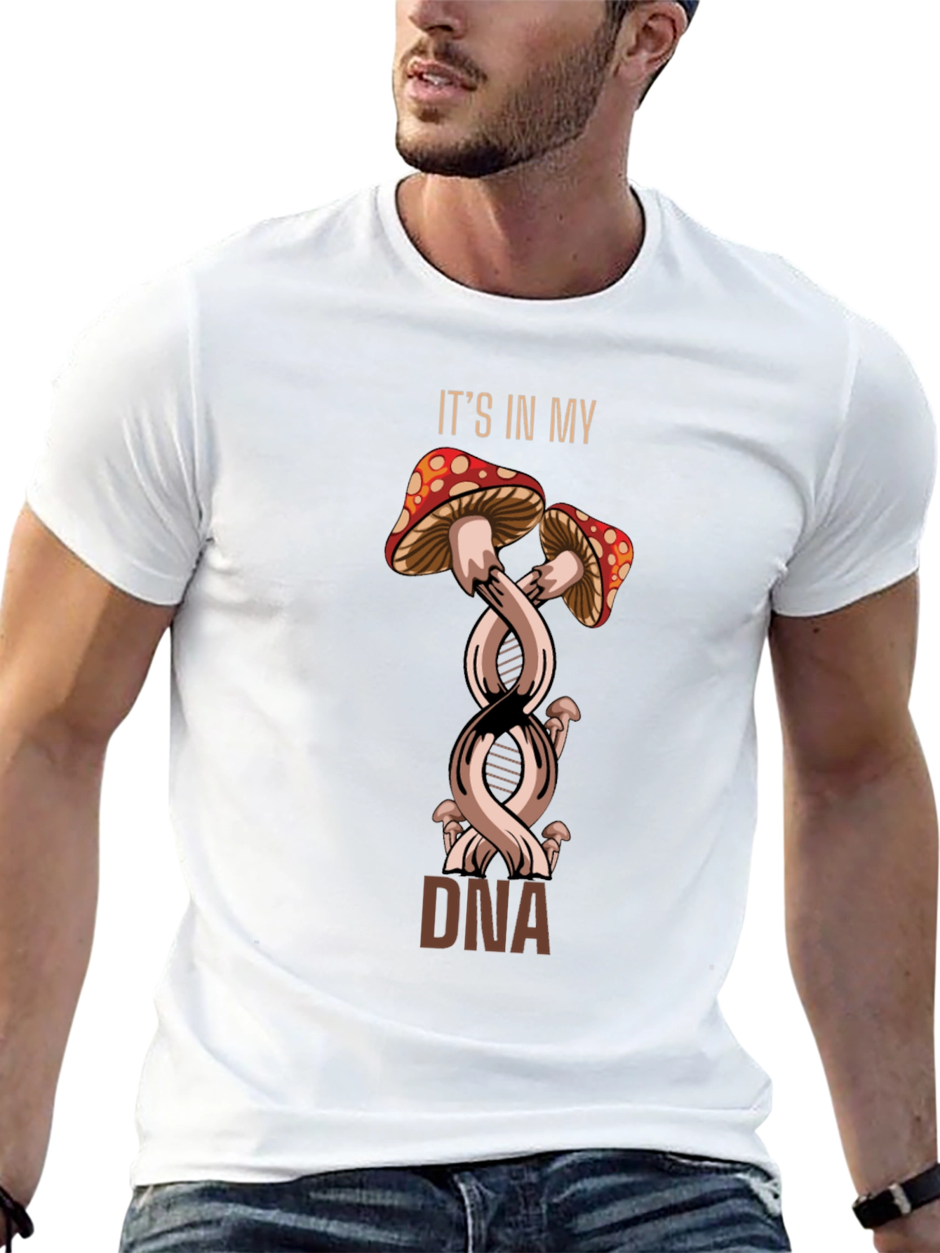 Mushroom DNA Graphic Tee - Unique Design