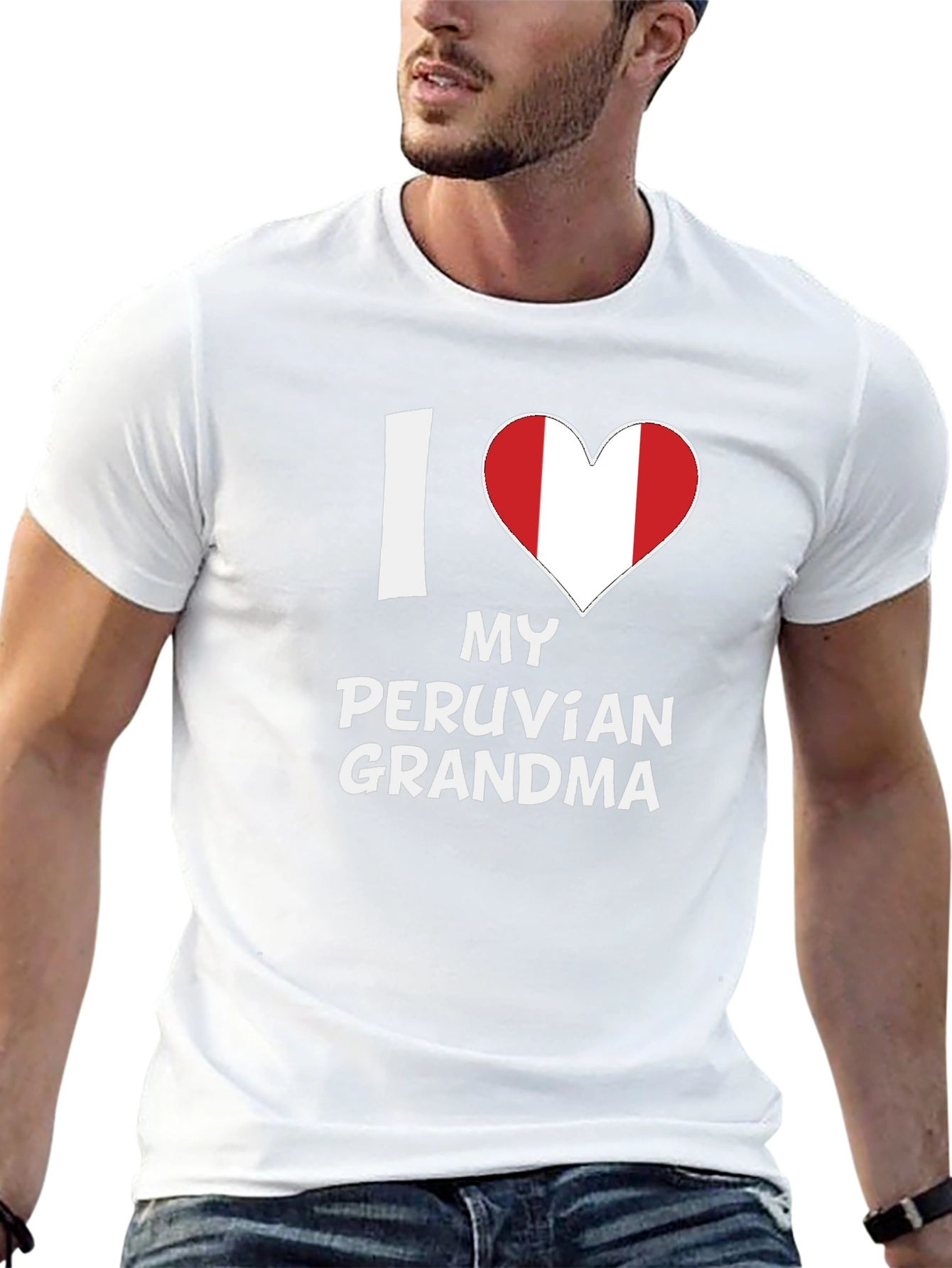 I Love My Peruvian Grandma T-Shirt Peru Flag Heart