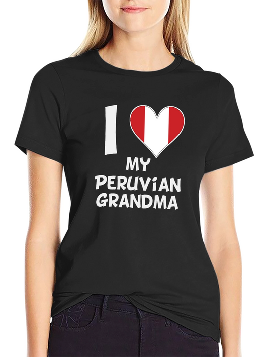 I Love My Peruvian Grandma T-Shirt Peru Flag Heart