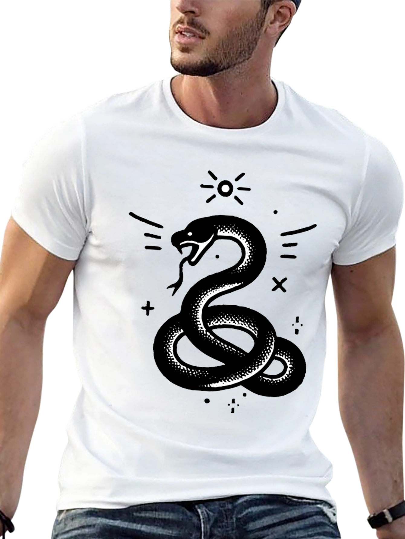 Serpent Graphic Tee - Stylish Black Cotton T-Shirt