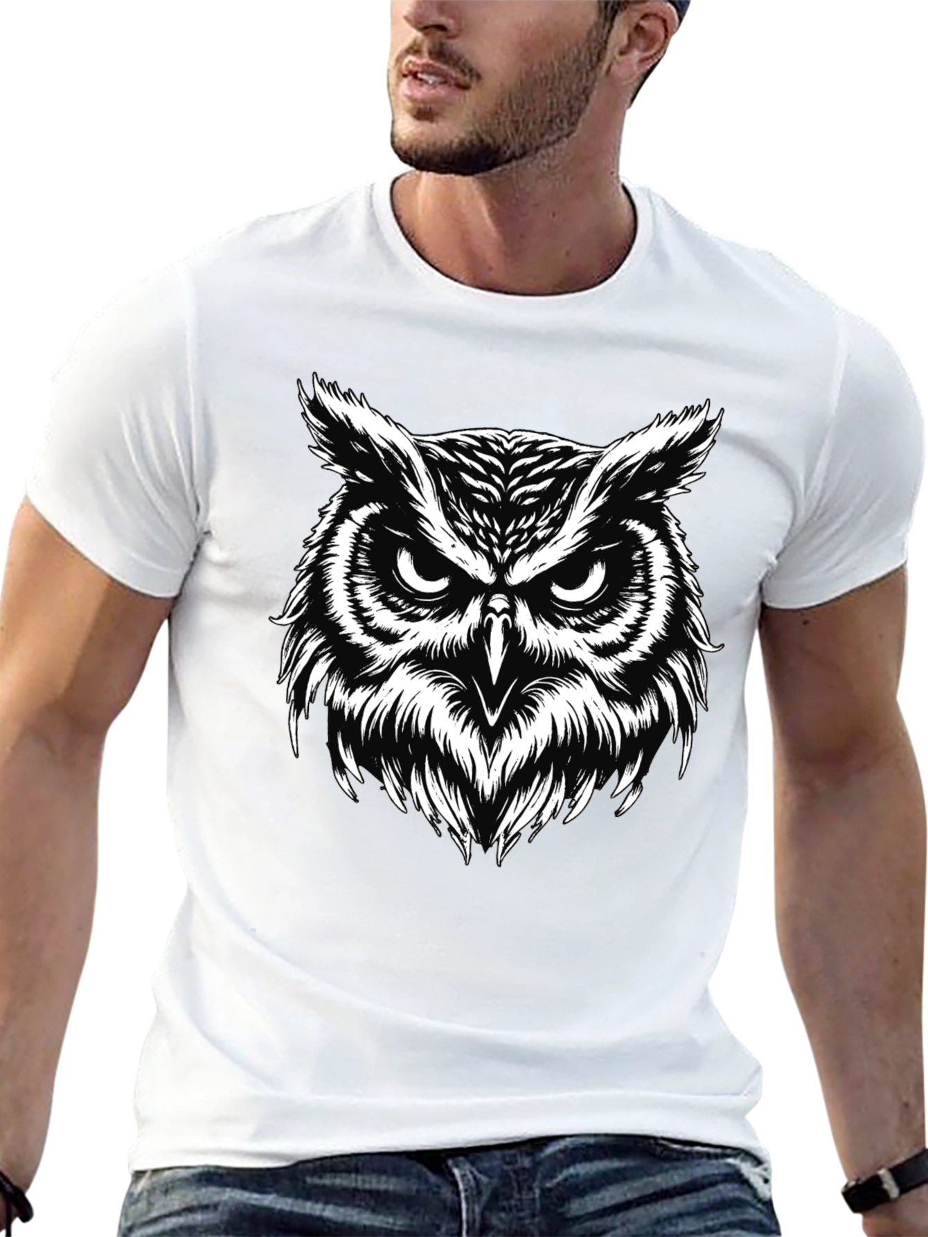 Cool Owl Graphic Black T-Shirt