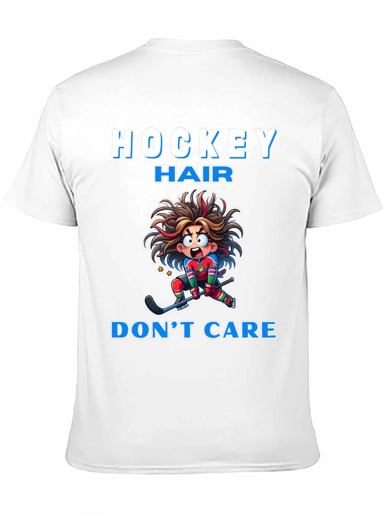 Hockey Hair Dont Care Graphic T-Shirt