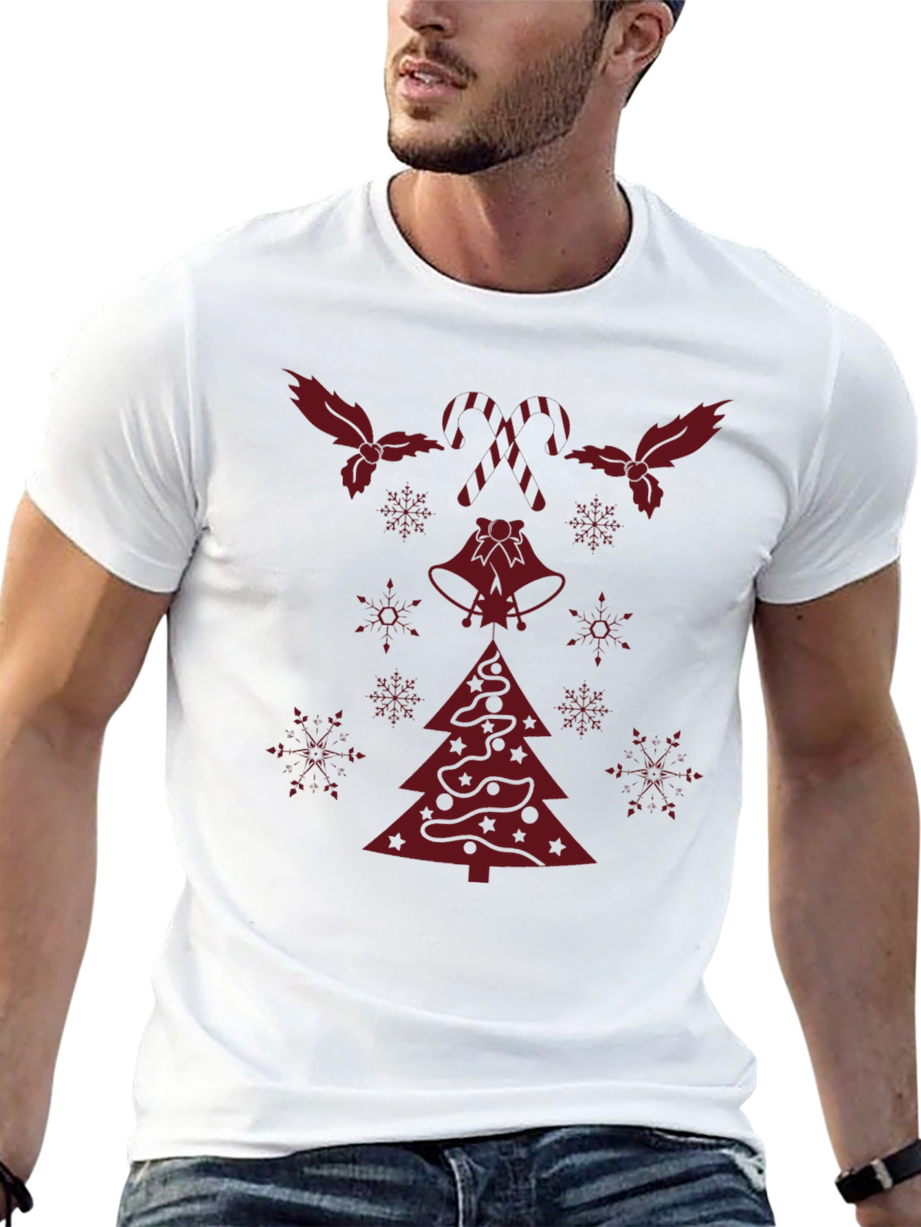 Festive Holiday T-Shirt with Christmas Tree & Candy Canes