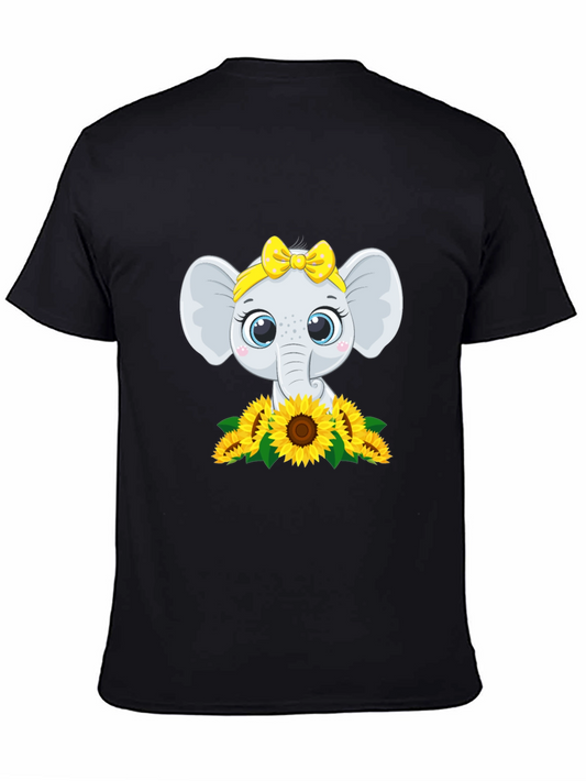 Cute Elephant Sunflower Graphic Tee