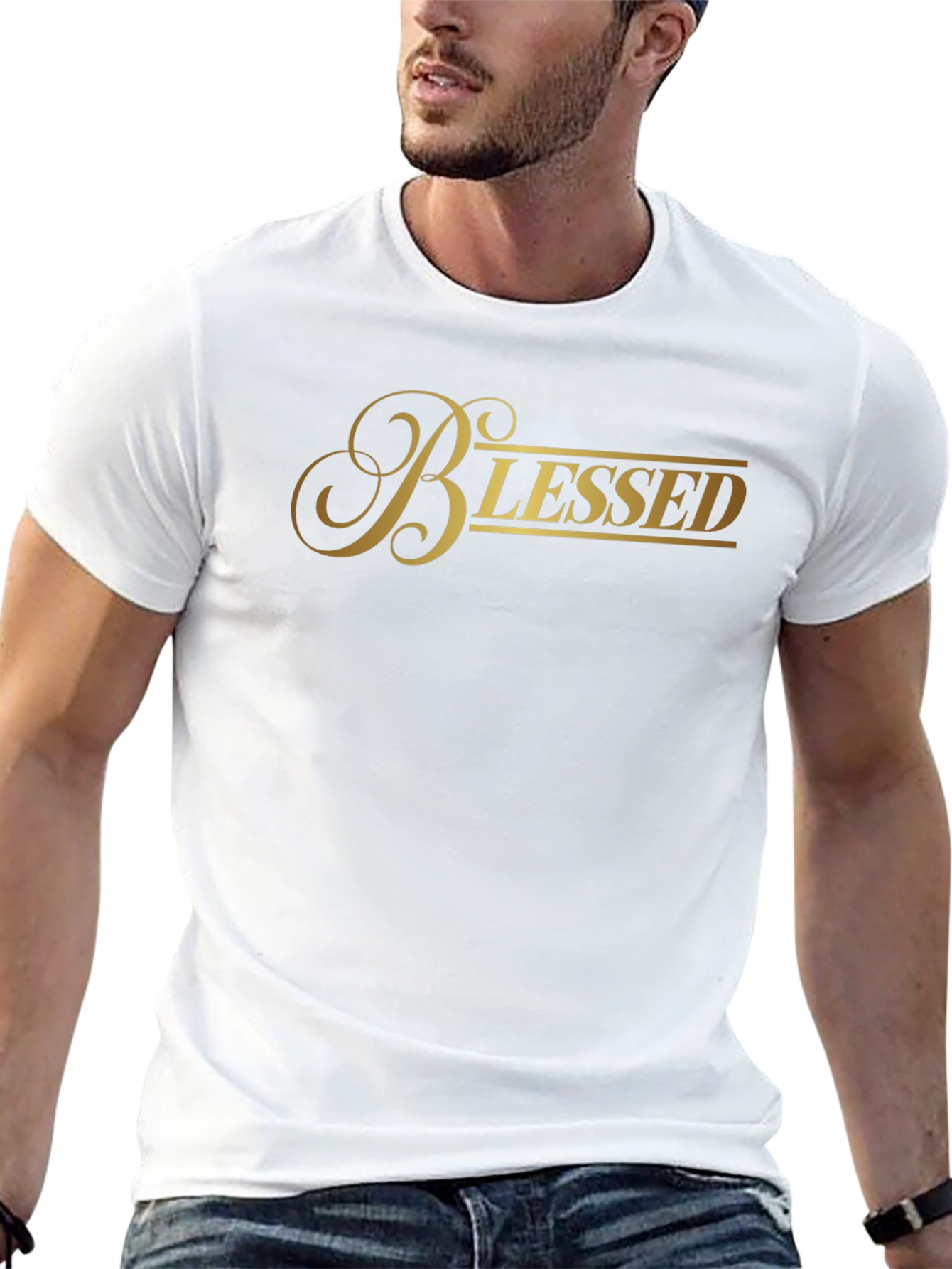 Blessed Black T-Shirt - Gold Lettering