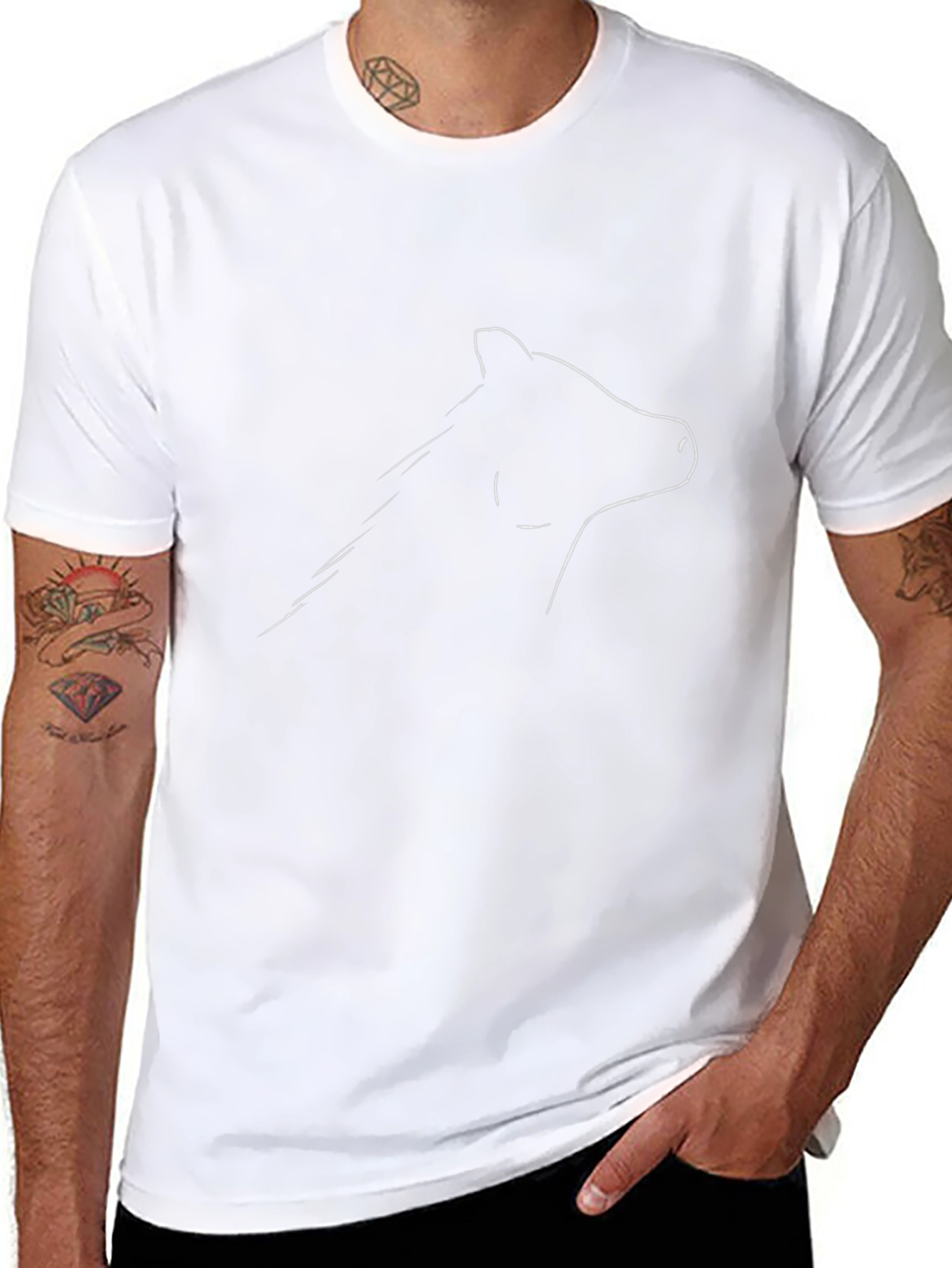 Black T-Shirt with Minimalist Horse Outline