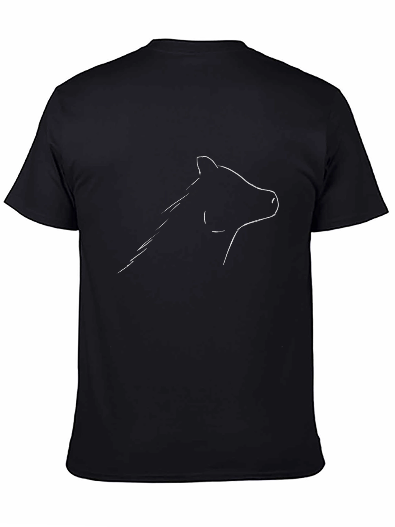 Black T-Shirt with Minimalist Horse Outline