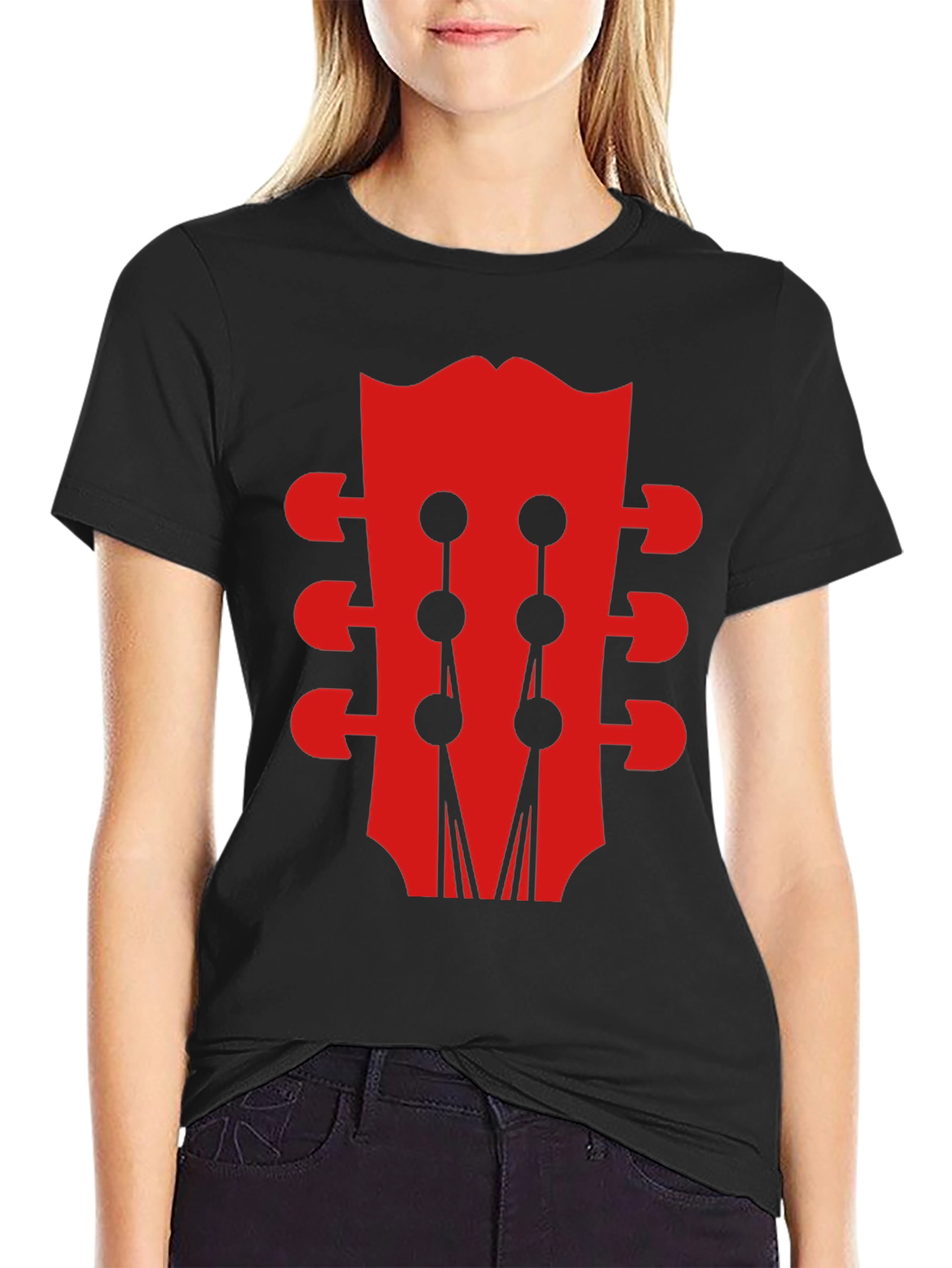 Guitar Head Black Graphic Tee