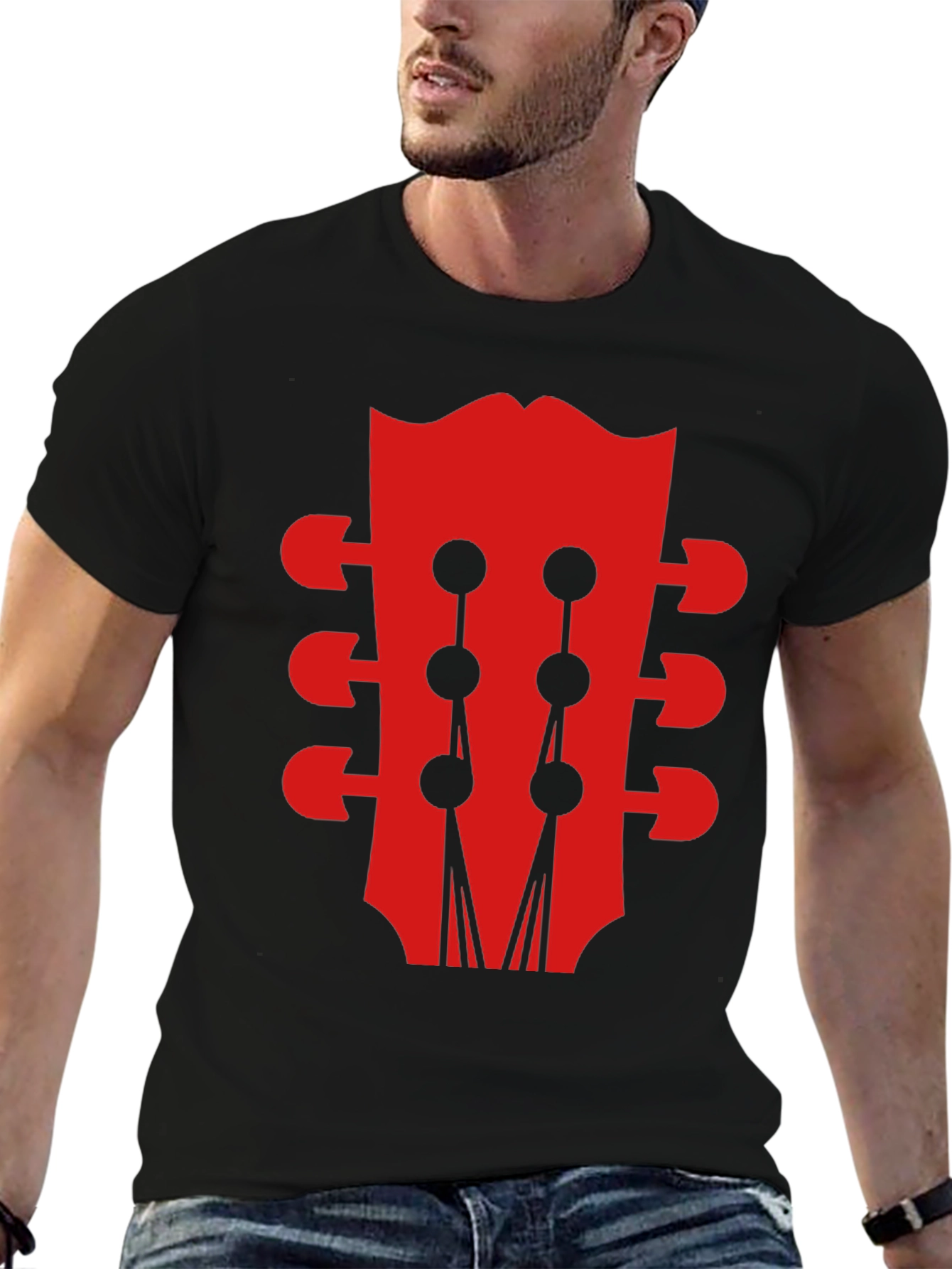Guitar Head Black Graphic Tee