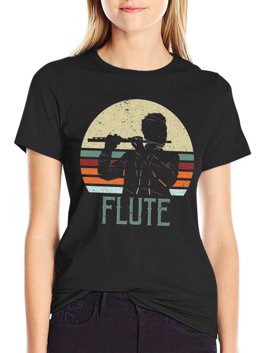 Retro Flute Player Graphic T-Shirt