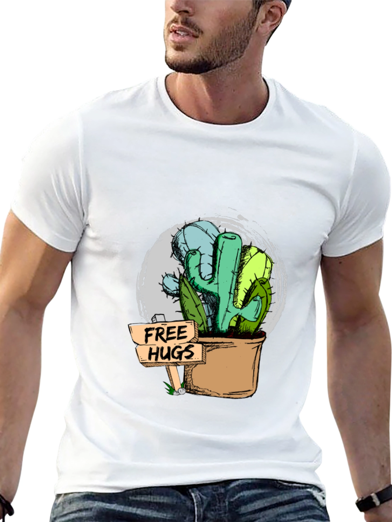 Free Hugs Cactus Graphic Tee - Unisex