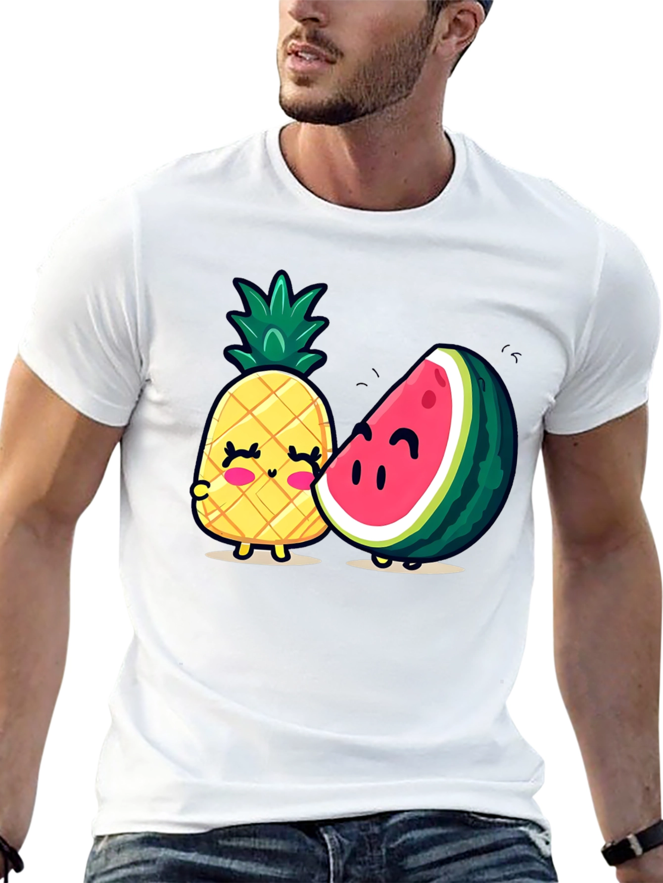 Cute Fruit Friends Graphic T-Shirt - Black