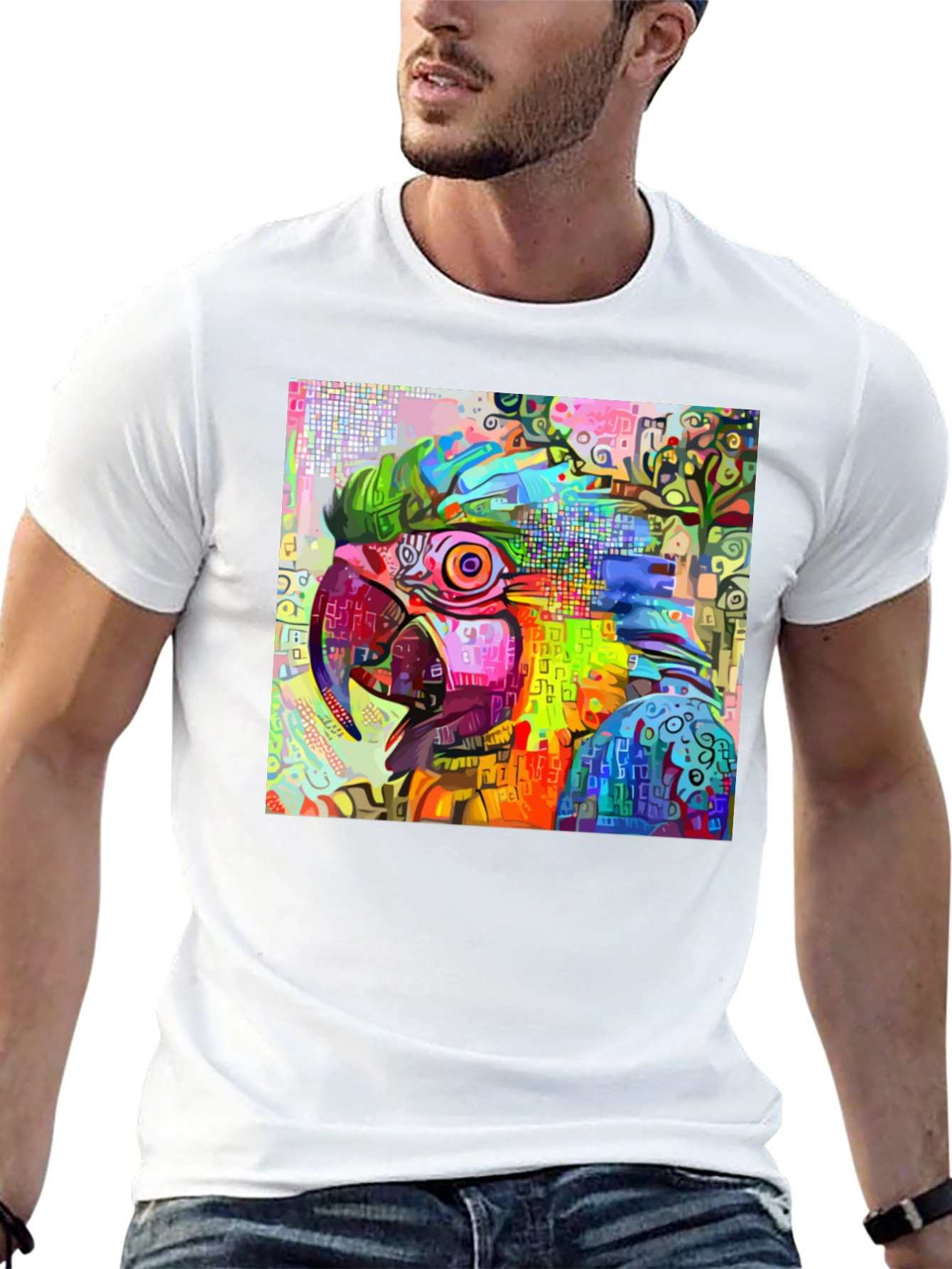 Abstract Parrot Graphic T-Shirt